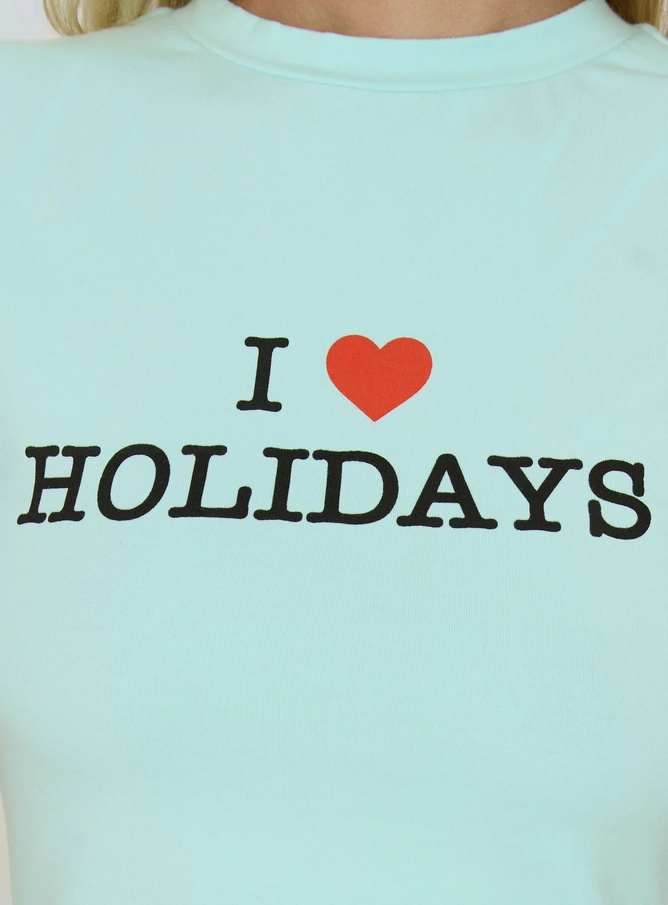 I Love Holidays Graphic Baby Tee Jelly Mint - Image 6