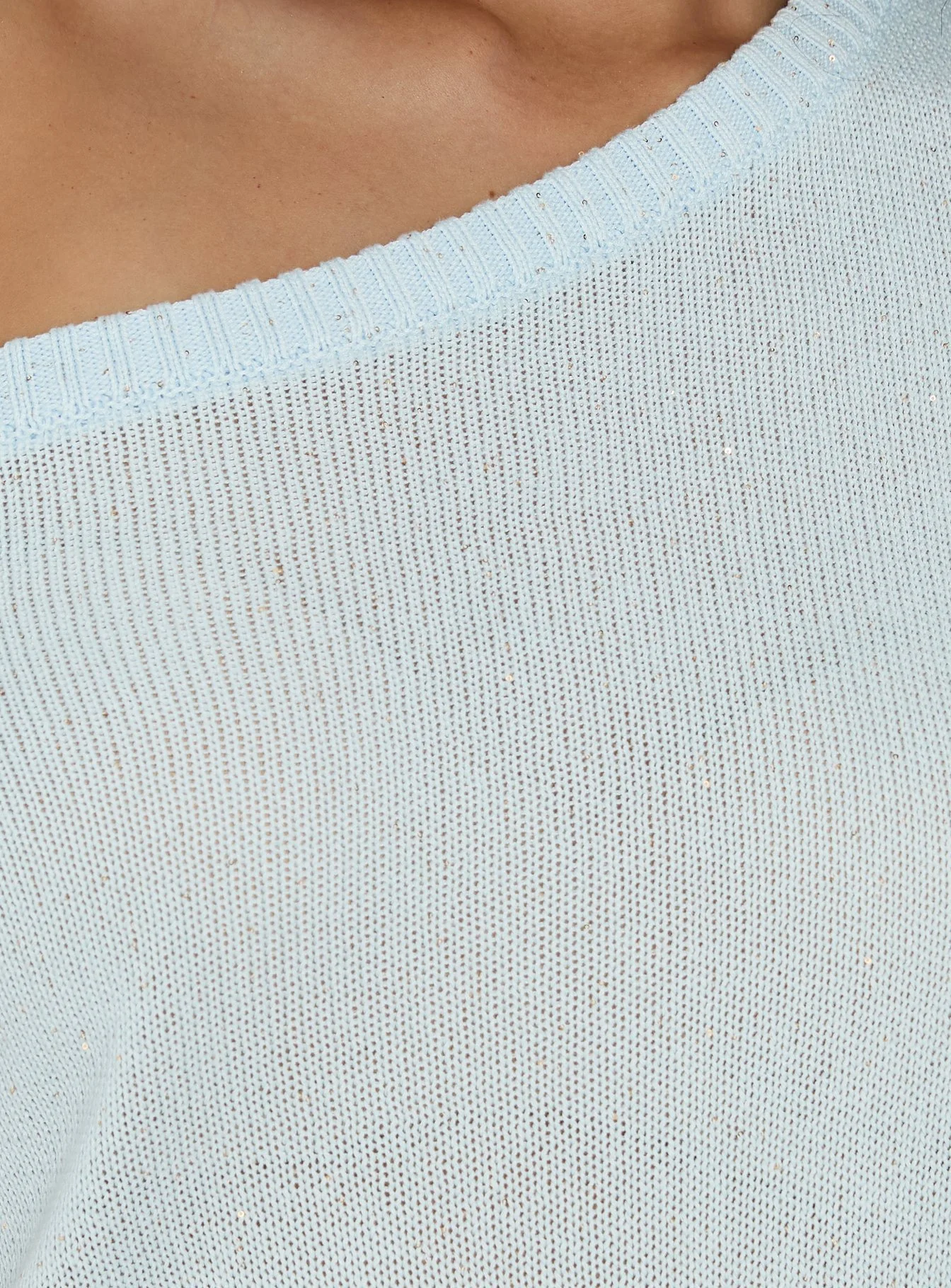 Idilia Off Shoulder Knit Mini Dress Blue - Image 5