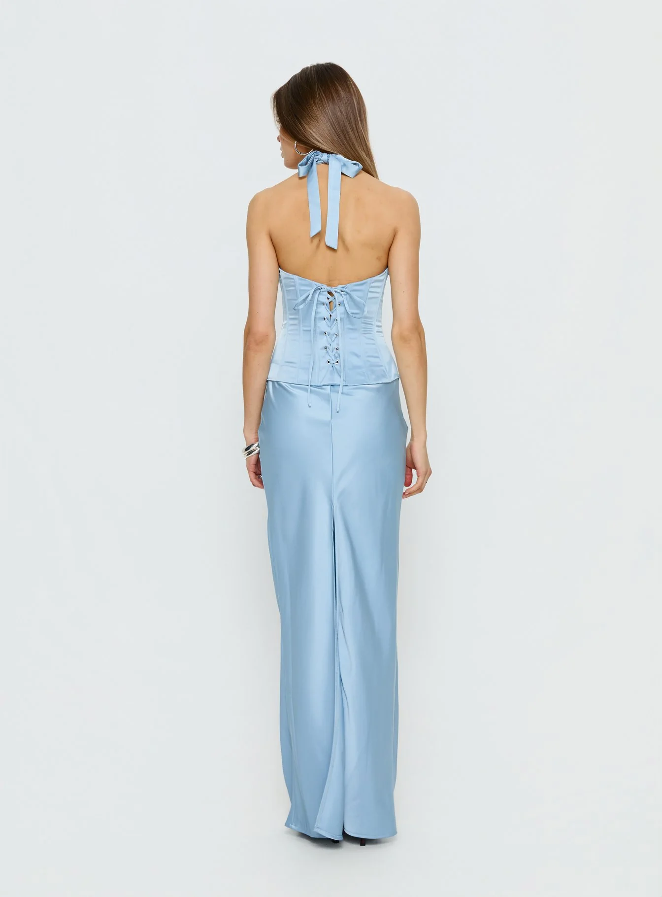 In A Trance Halter Corset Maxi Dress Blue - Image 5