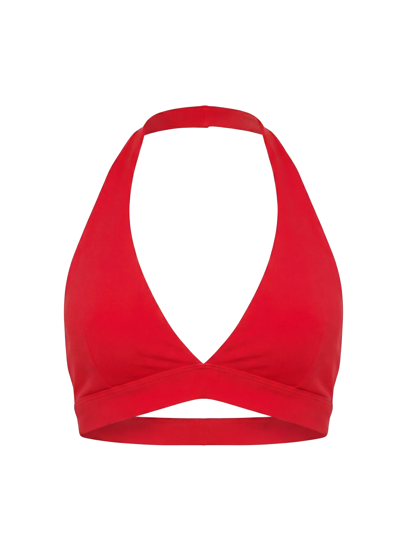 In Motion Active Plunge Halter Crop Top Red - Image 13