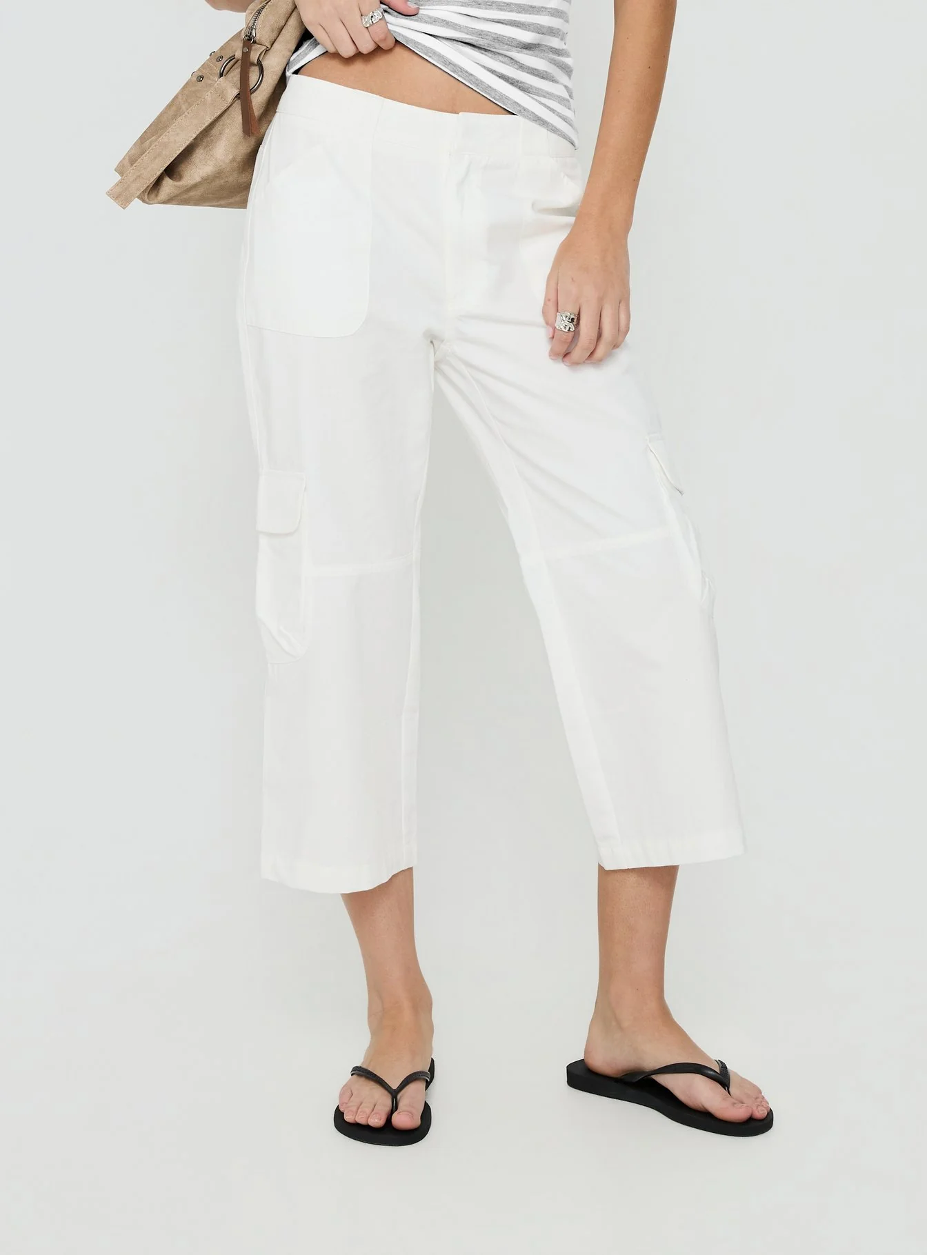 Indee Cropped Cargo Pants White - Image 2