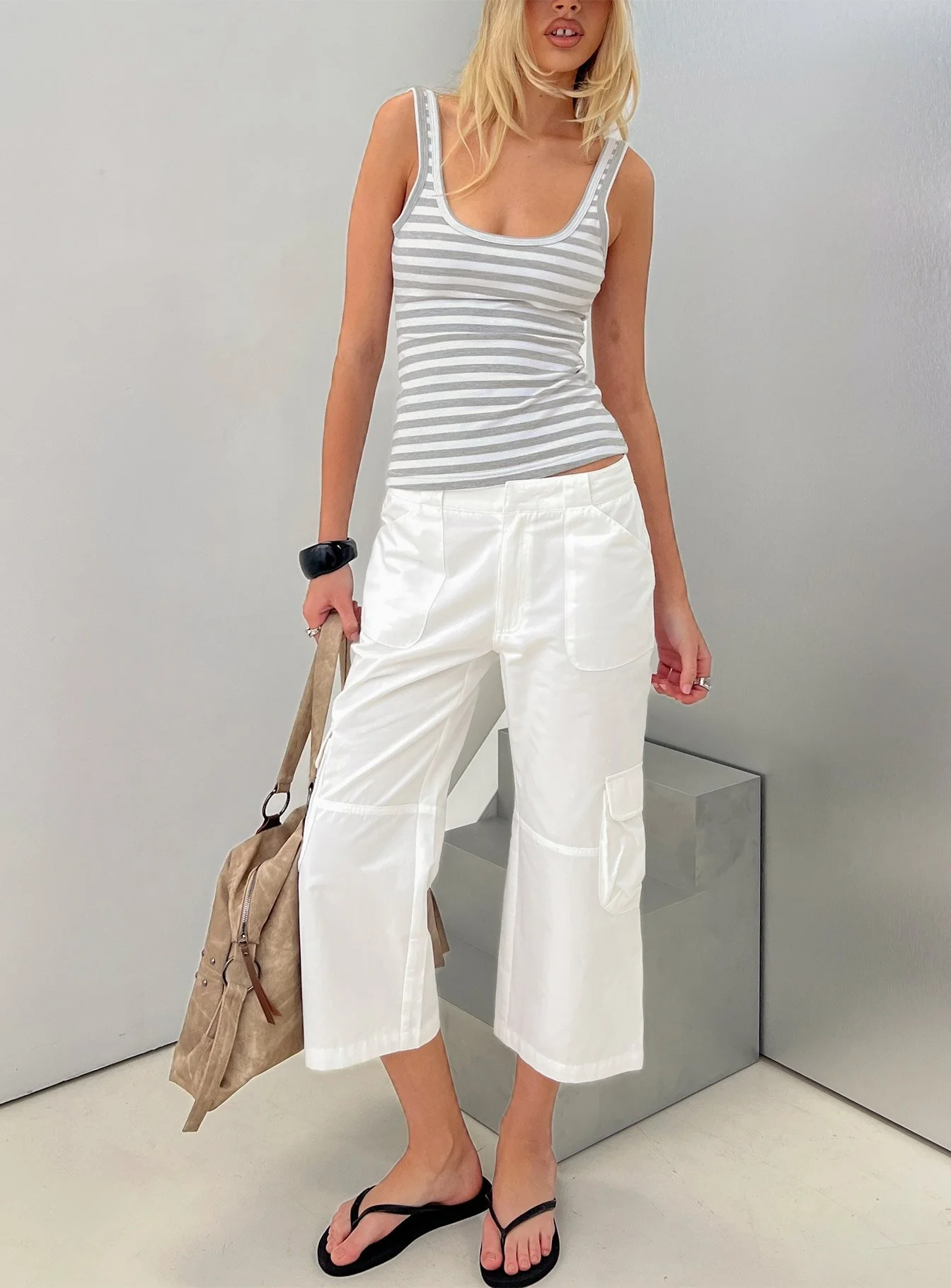 Indee Cropped Cargo Pants White - Image 8
