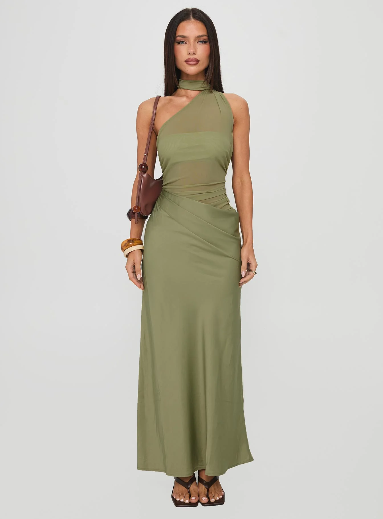 Indiara Halter Mesh Maxi Dress Green - Image 7