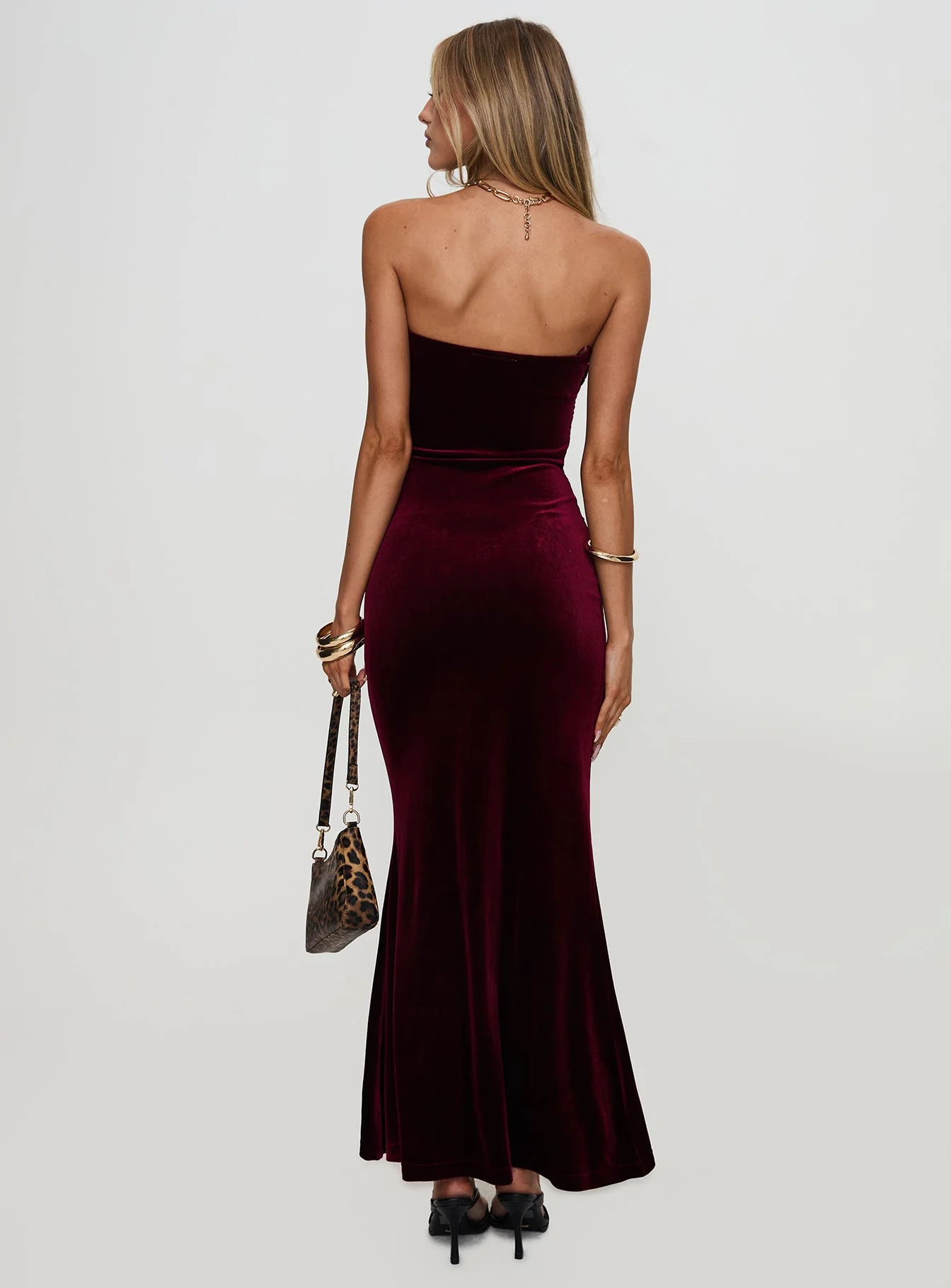 Irena Strapless Maxi Dress Burgundy - Image 4