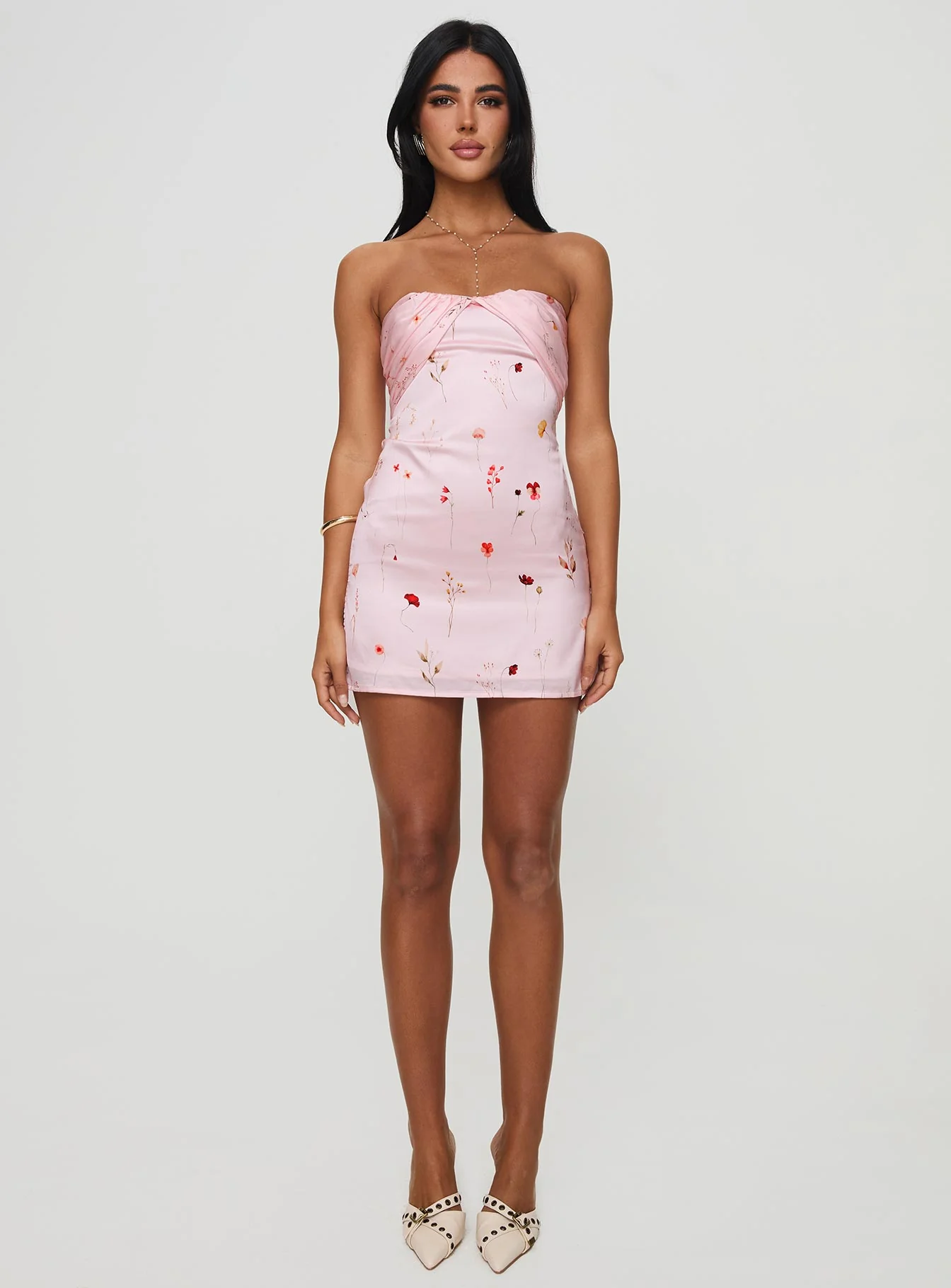 Irena Strapless Mini Dress Pink Floral - Image 7