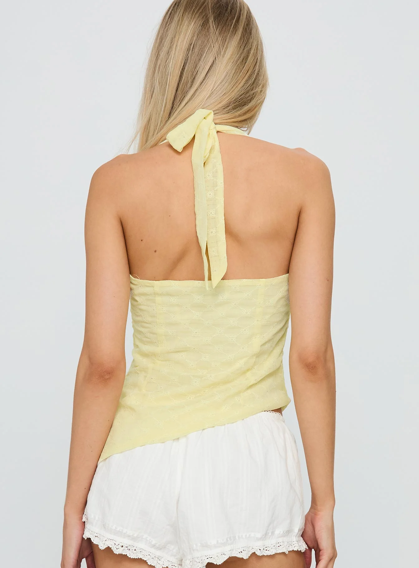 Isabellah Cross Front Halter Top Yellow - Image 5