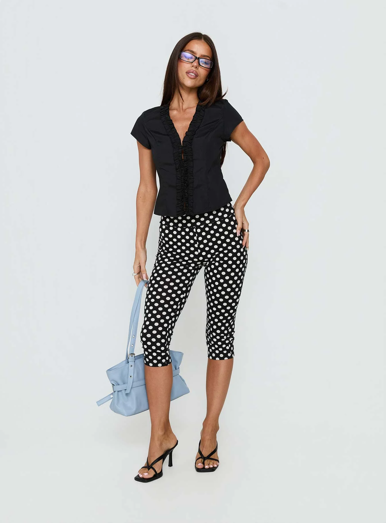 Isadonna Capri Pants Black Polka Dot - Image 3