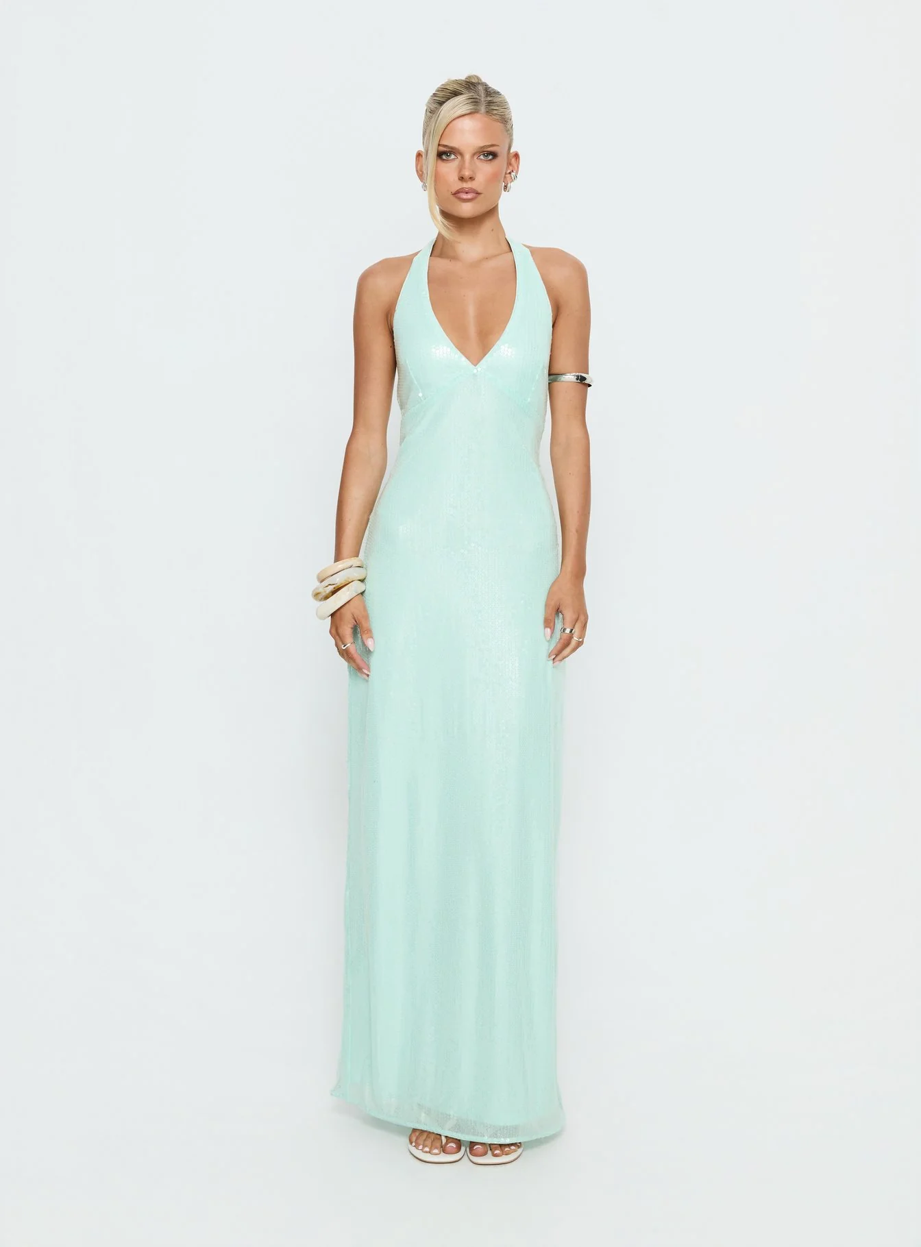 Isanna Halter Sequin Maxi Dress Jelly Mint - Image 9
