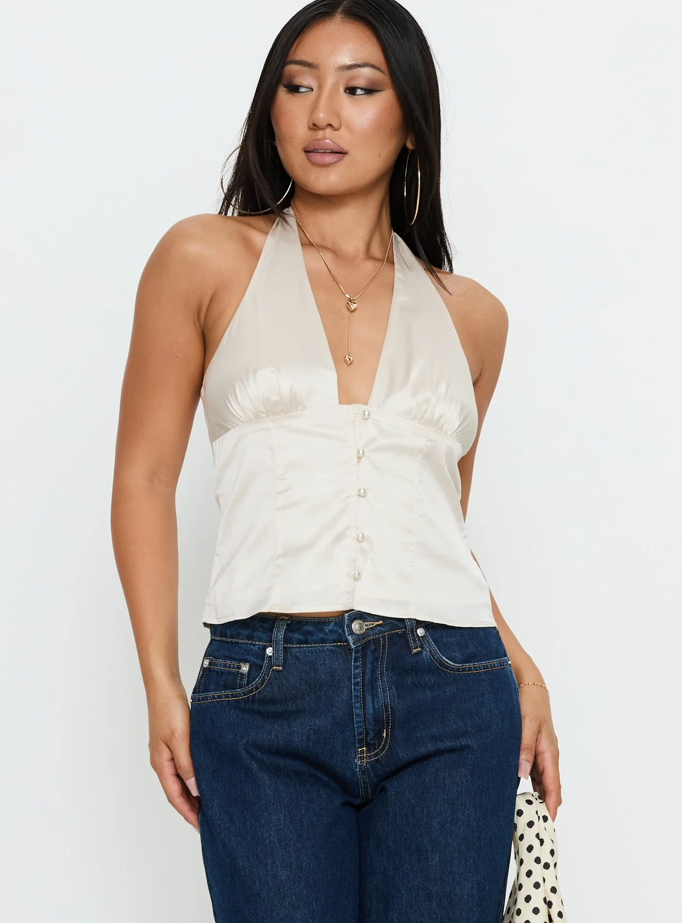 Isolda Satin Halter Top Cream - Image 2
