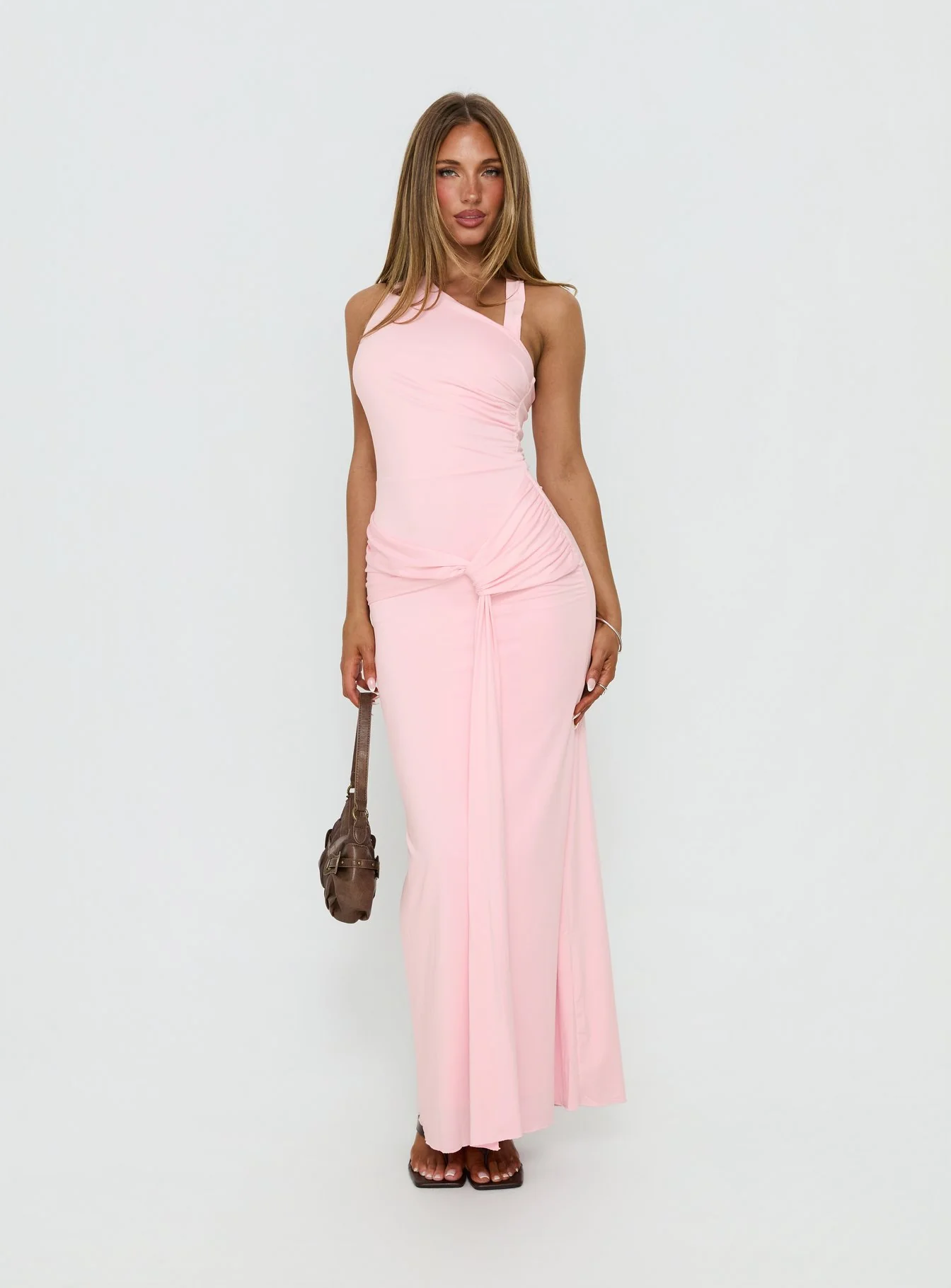 Ivetta Ruched Maxi Dress Pink - Image 3