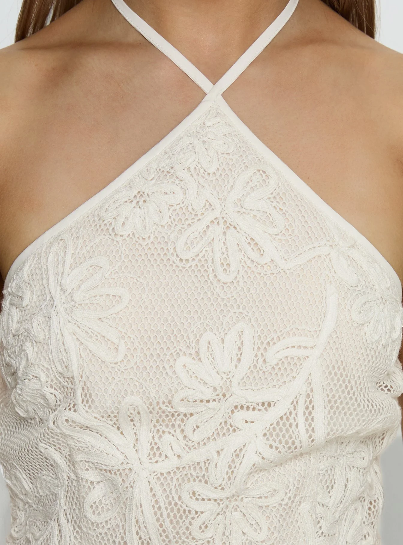 Ivo Floral Detail Halter Mini Dress White - Image 6