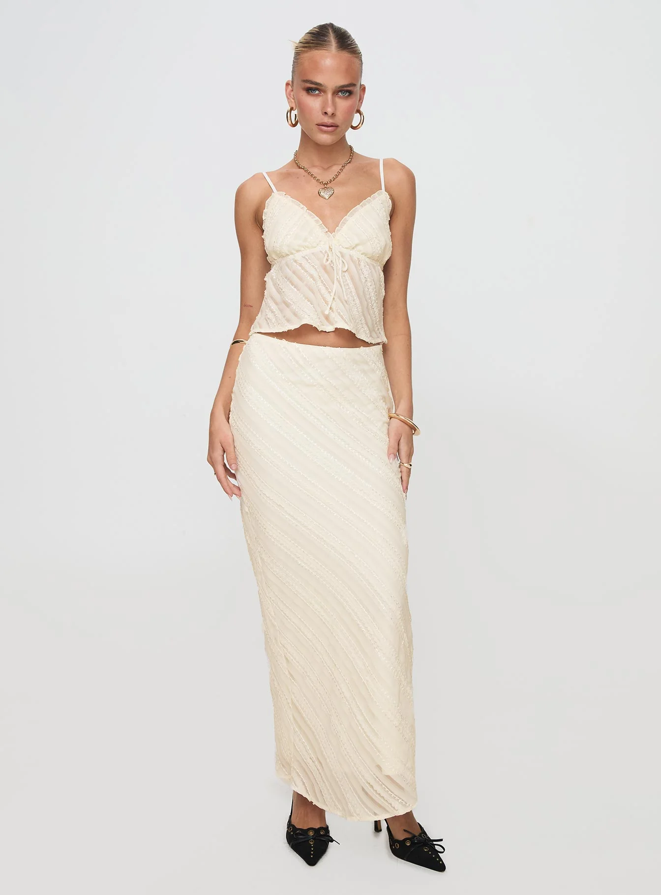 Jacintha Maxi Skirt Cream - Image 2