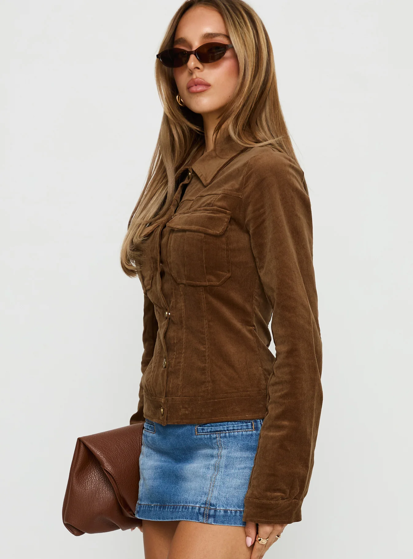 Jadeann Cord Fitted Jacket Brown - Image 4