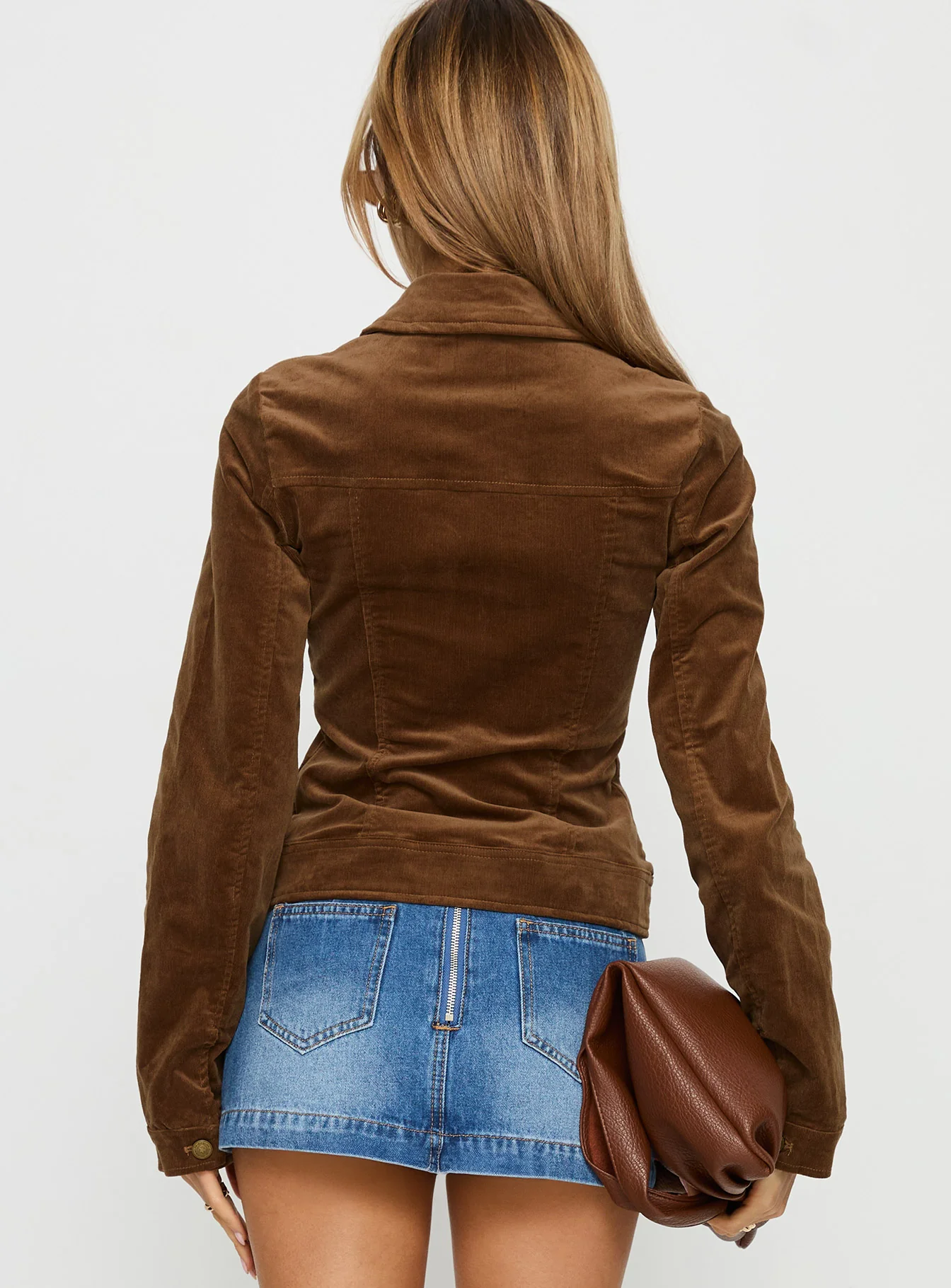 Jadeann Cord Fitted Jacket Brown - Image 5