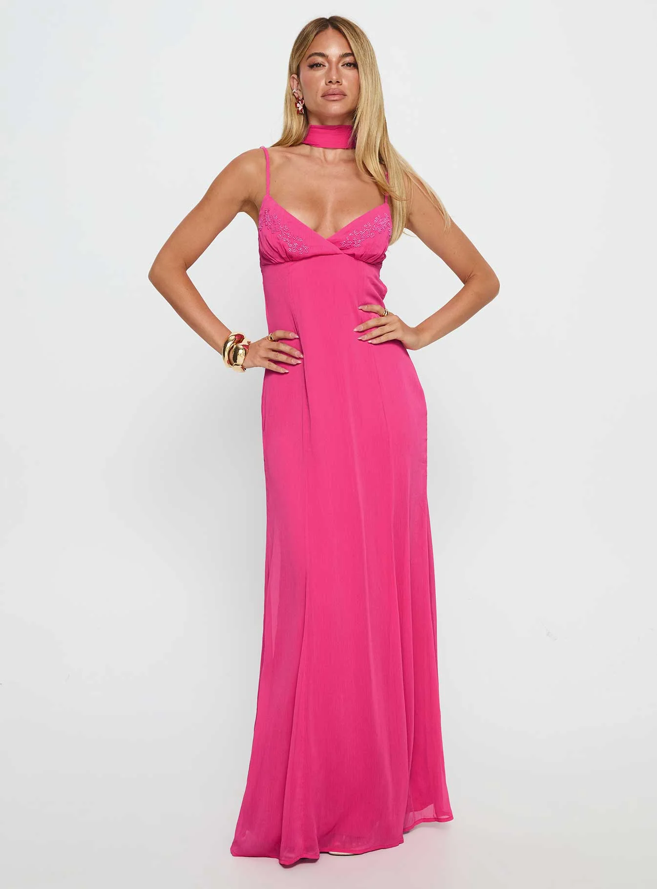 Jadira Scarf Maxi Dress Guava - Image 3