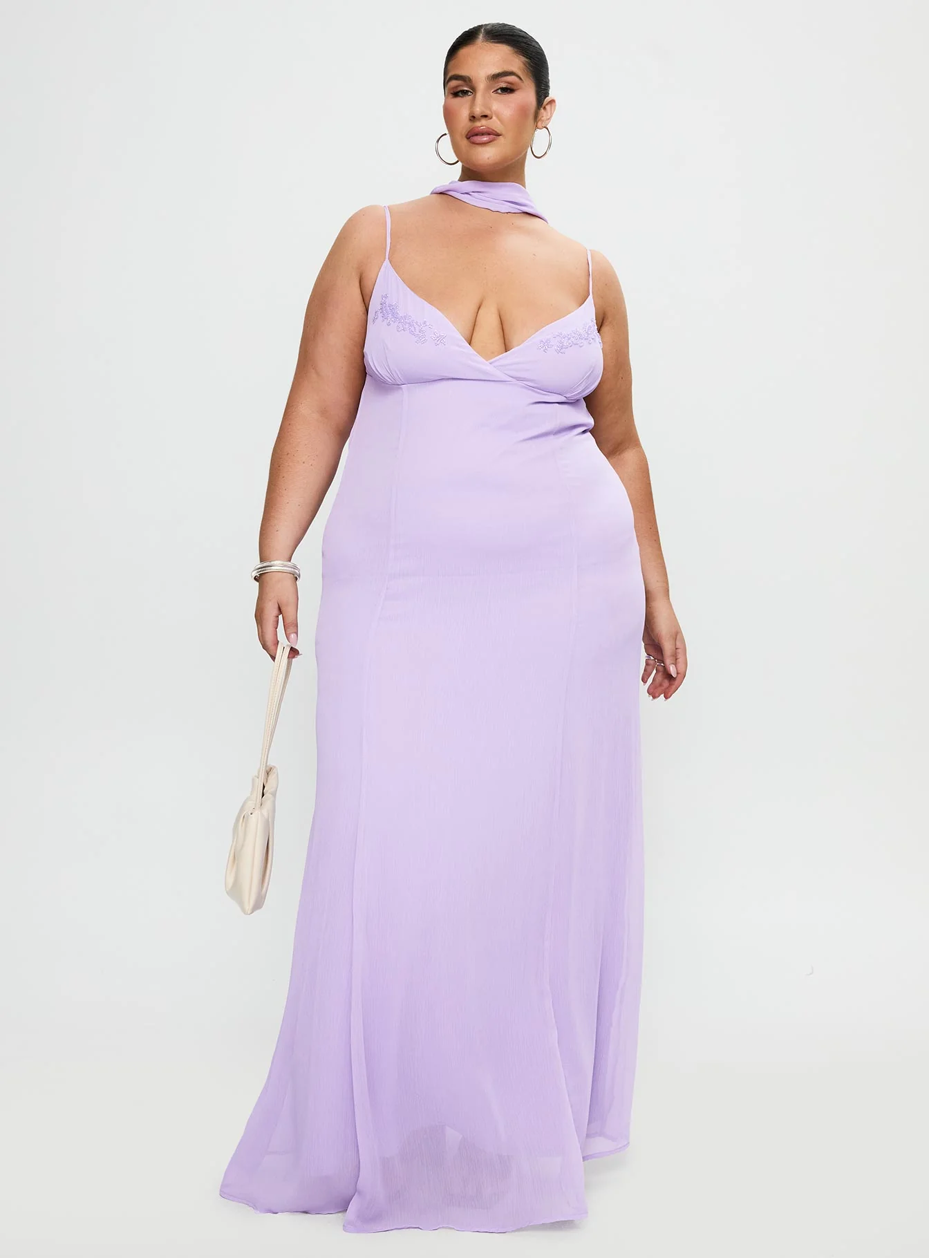 Jadira Scarf Maxi Dress Purple Curve - Image 2