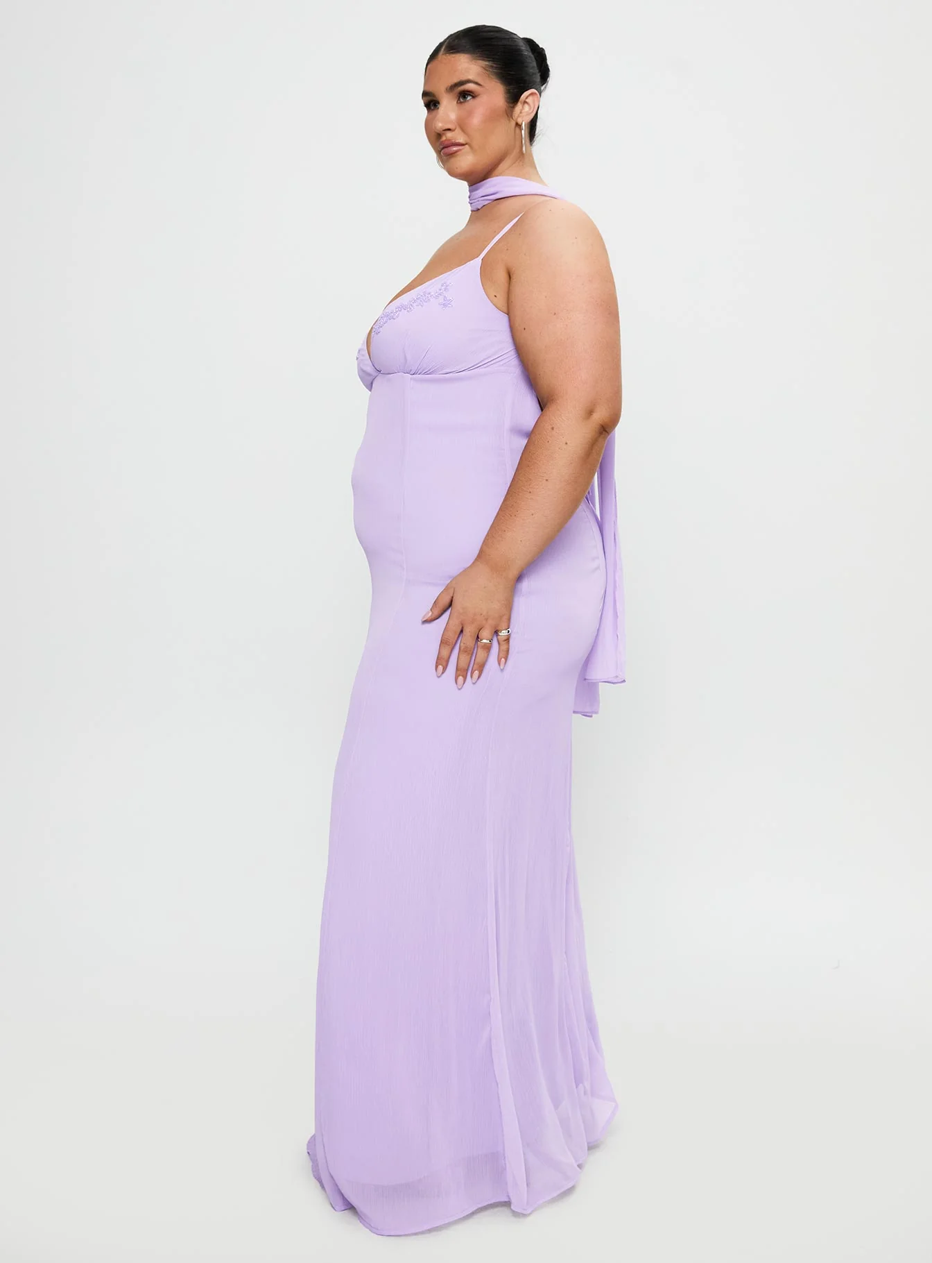 Jadira Scarf Maxi Dress Purple Curve - Image 4