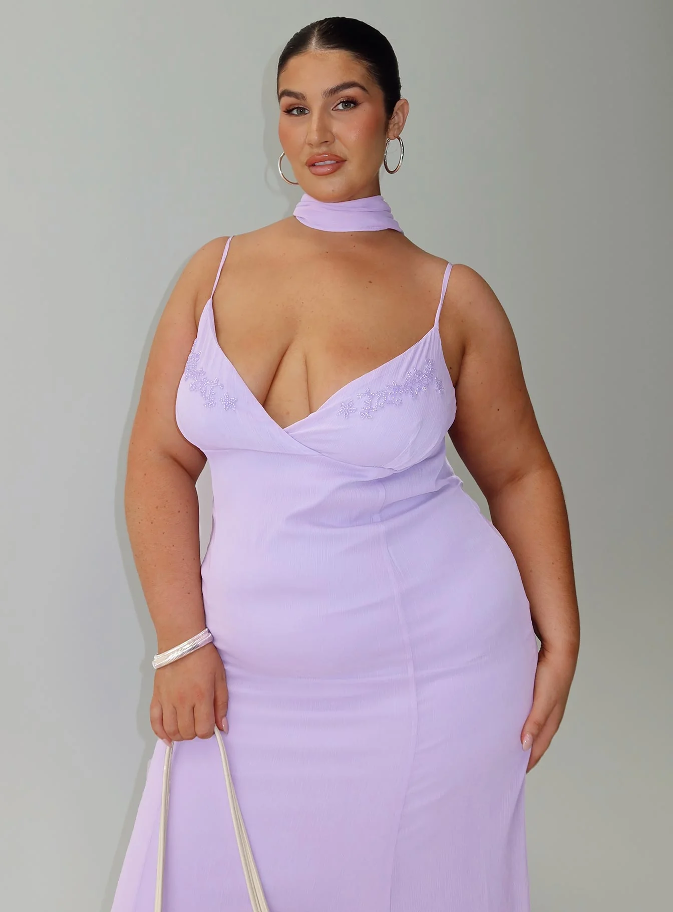 Jadira Scarf Maxi Dress Purple Curve - Image 8