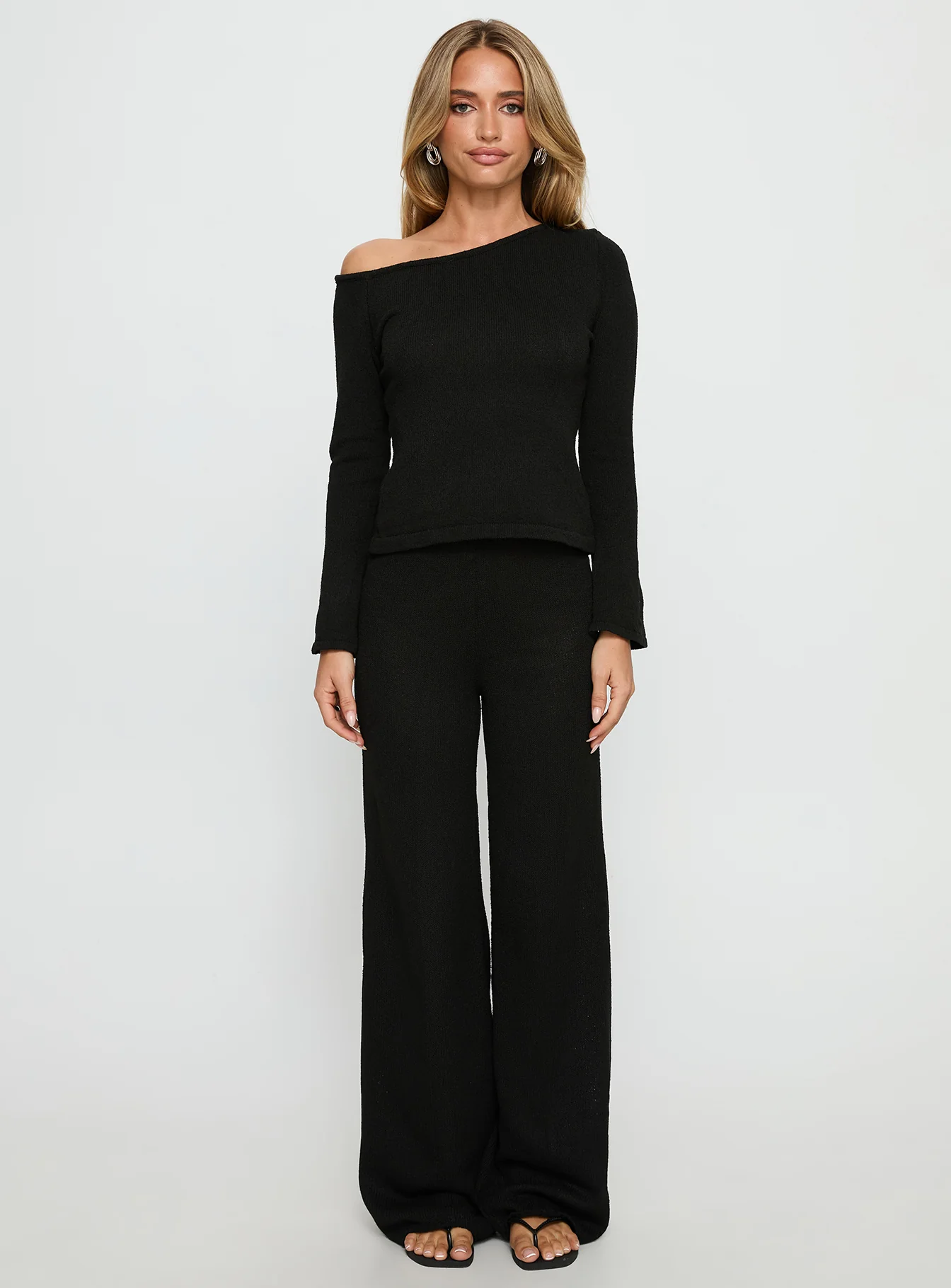 Jaede Off Shoulder Knit Sweater Black - Image 6