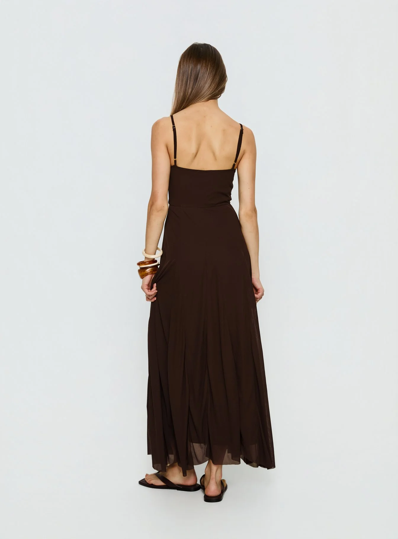 Janeira Pleat Maxi Dress Chocolate - Image 4
