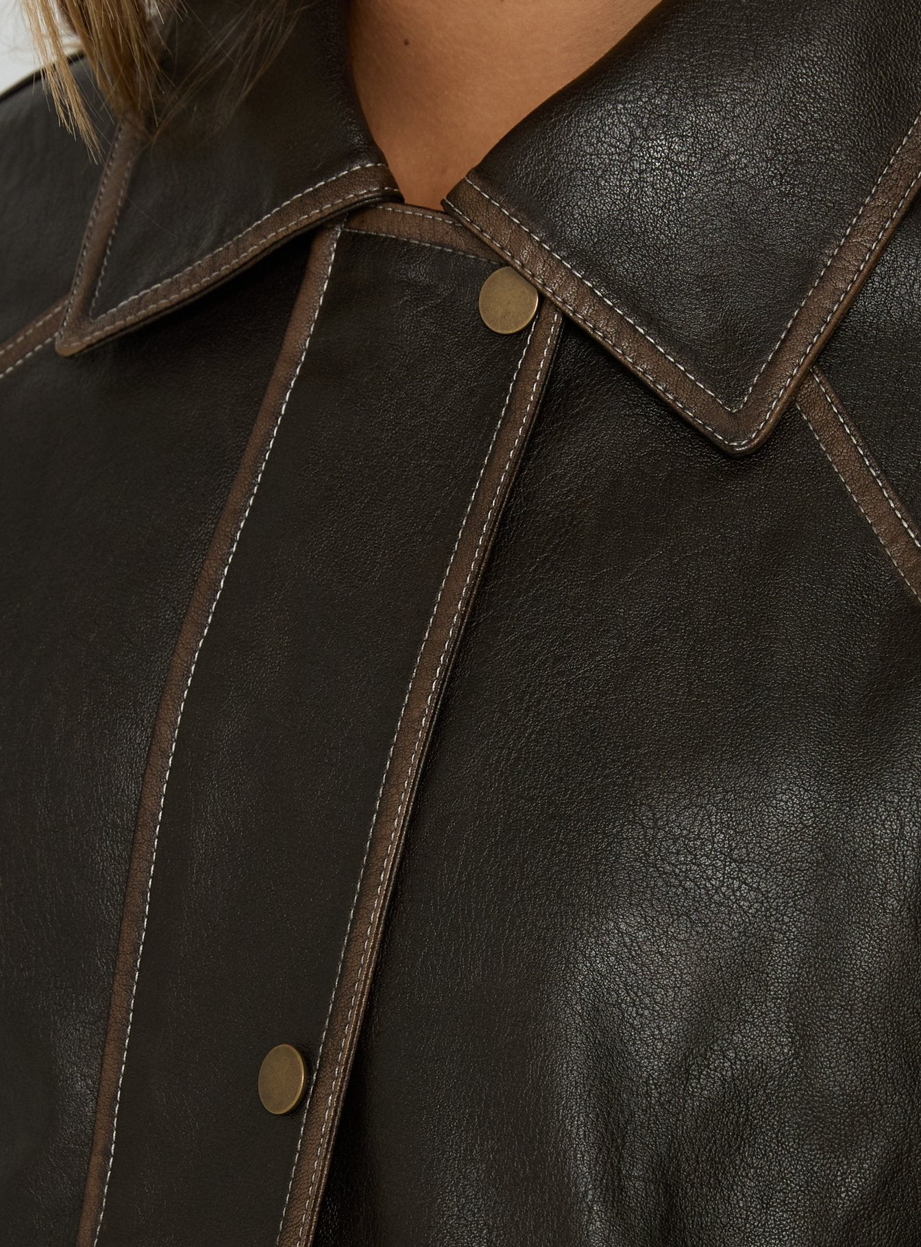 Jaxton Faux Leather Jacket Brown - Image 6