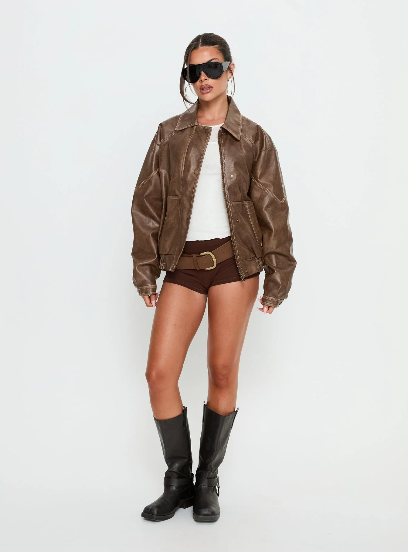 Jaxton Faux Leather Jacket Light Brown - Image 2