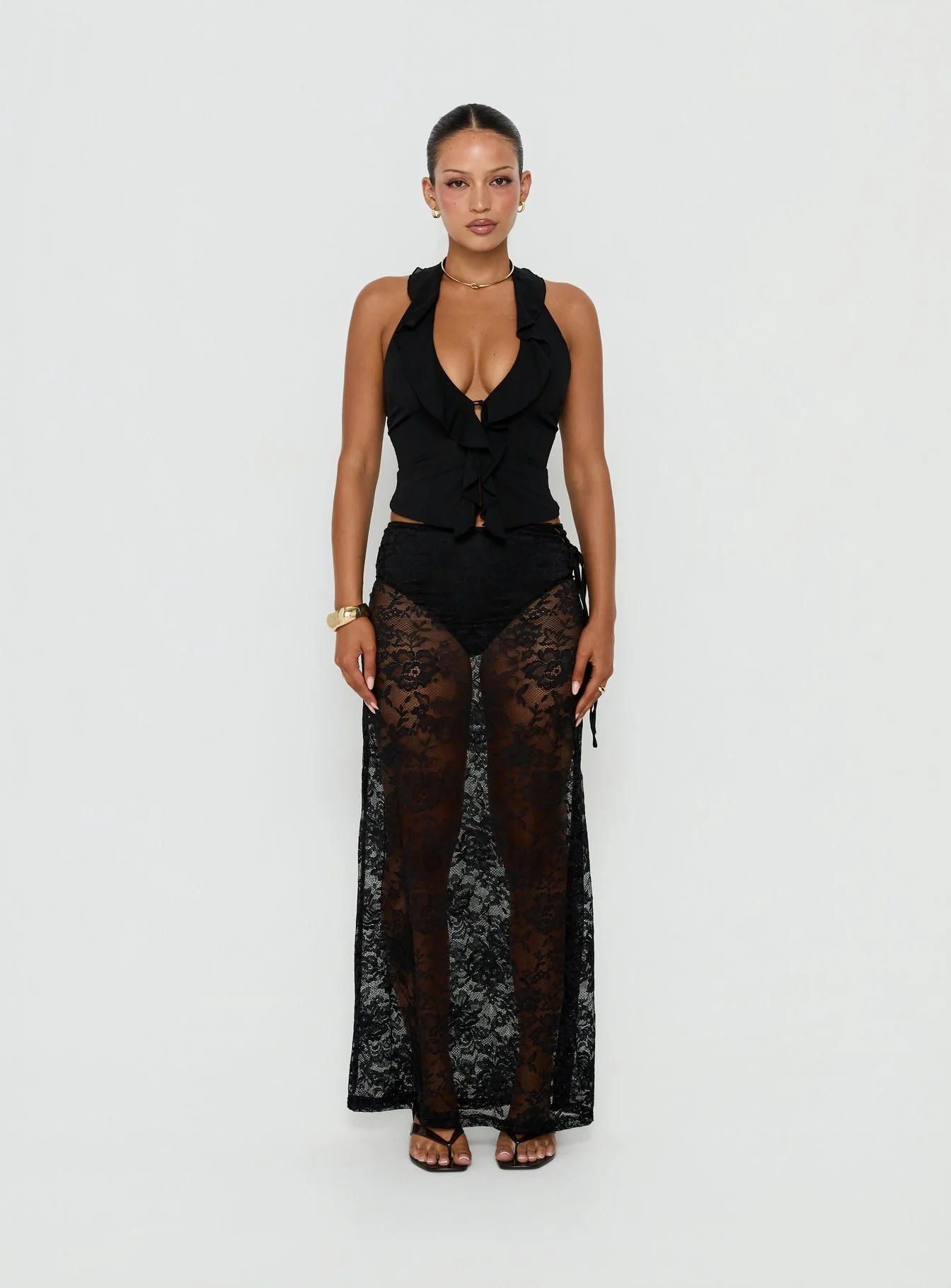 Jazania Frill Halter Top Black - Image 6