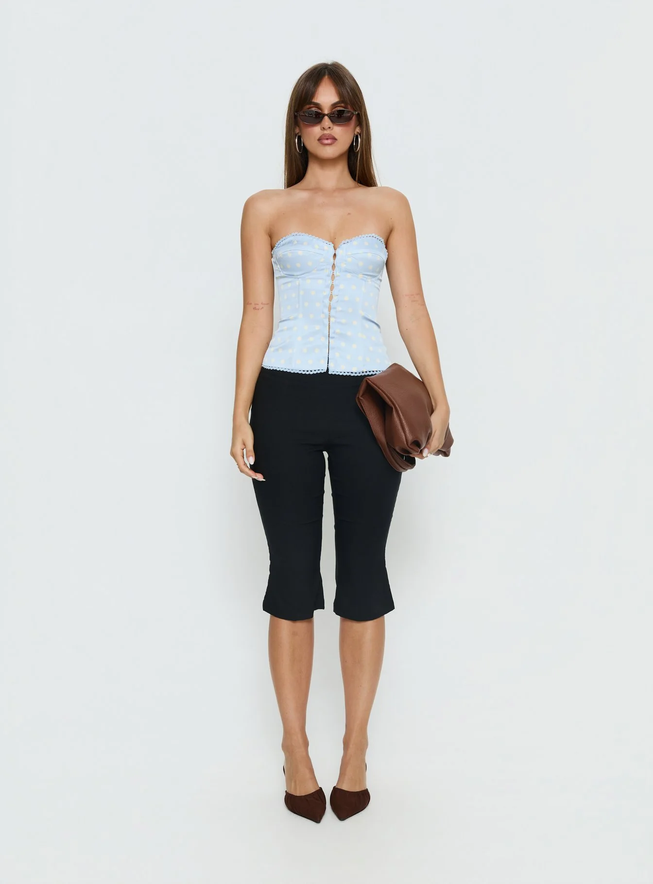 Jazzy Strapless Corset Top Blue / Lemon Polka - Image 6
