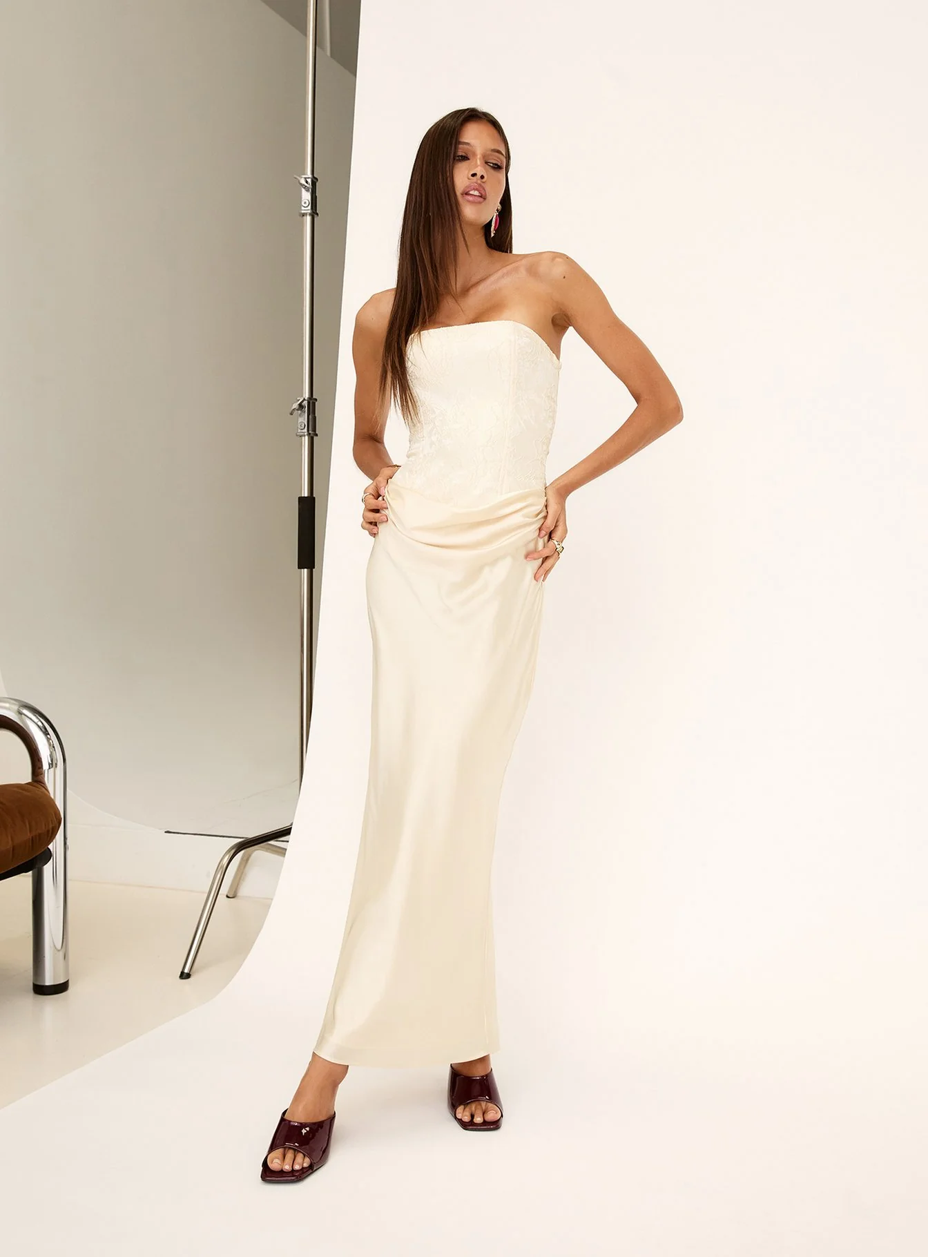 Jenevieve Strapless Drape Maxi Dress Lemon - Image 10
