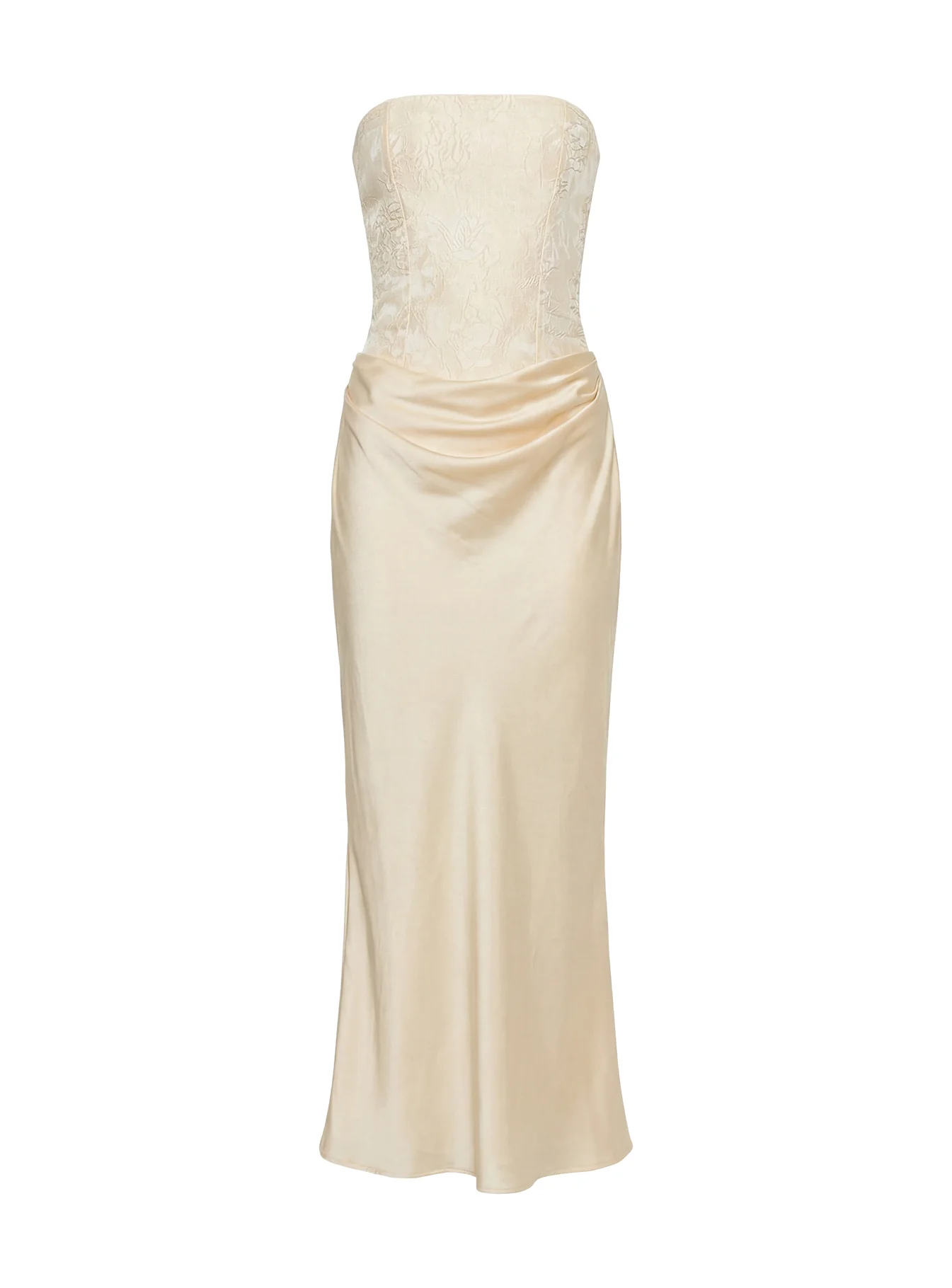 Jenevieve Strapless Drape Maxi Dress Lemon - Image 11