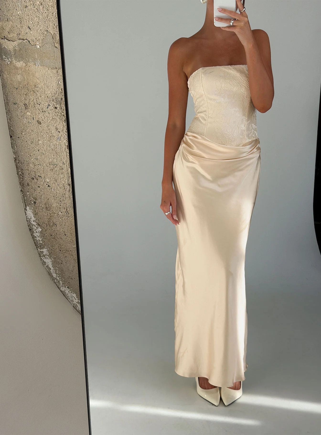 Jenevieve Strapless Drape Maxi Dress Lemon - Image 12
