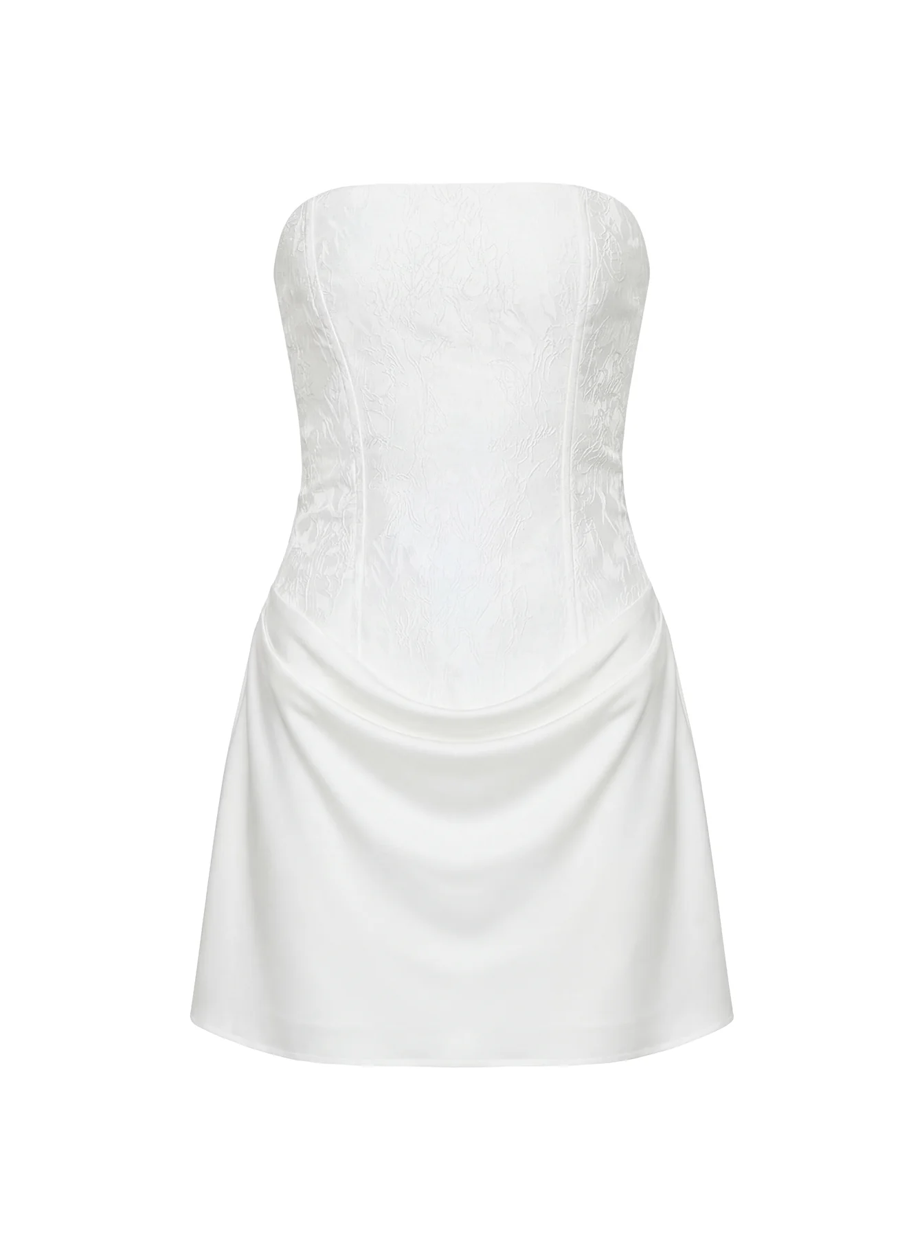 Jenevieve Strapless Drape Mini Dress White - Image 8