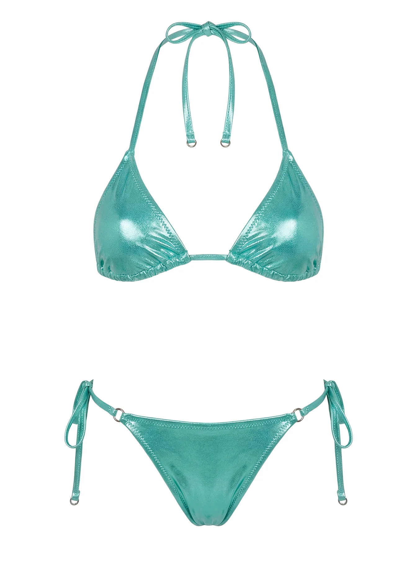 Jenner Metallic Tie Side Bikini Bottom Green - Image 5