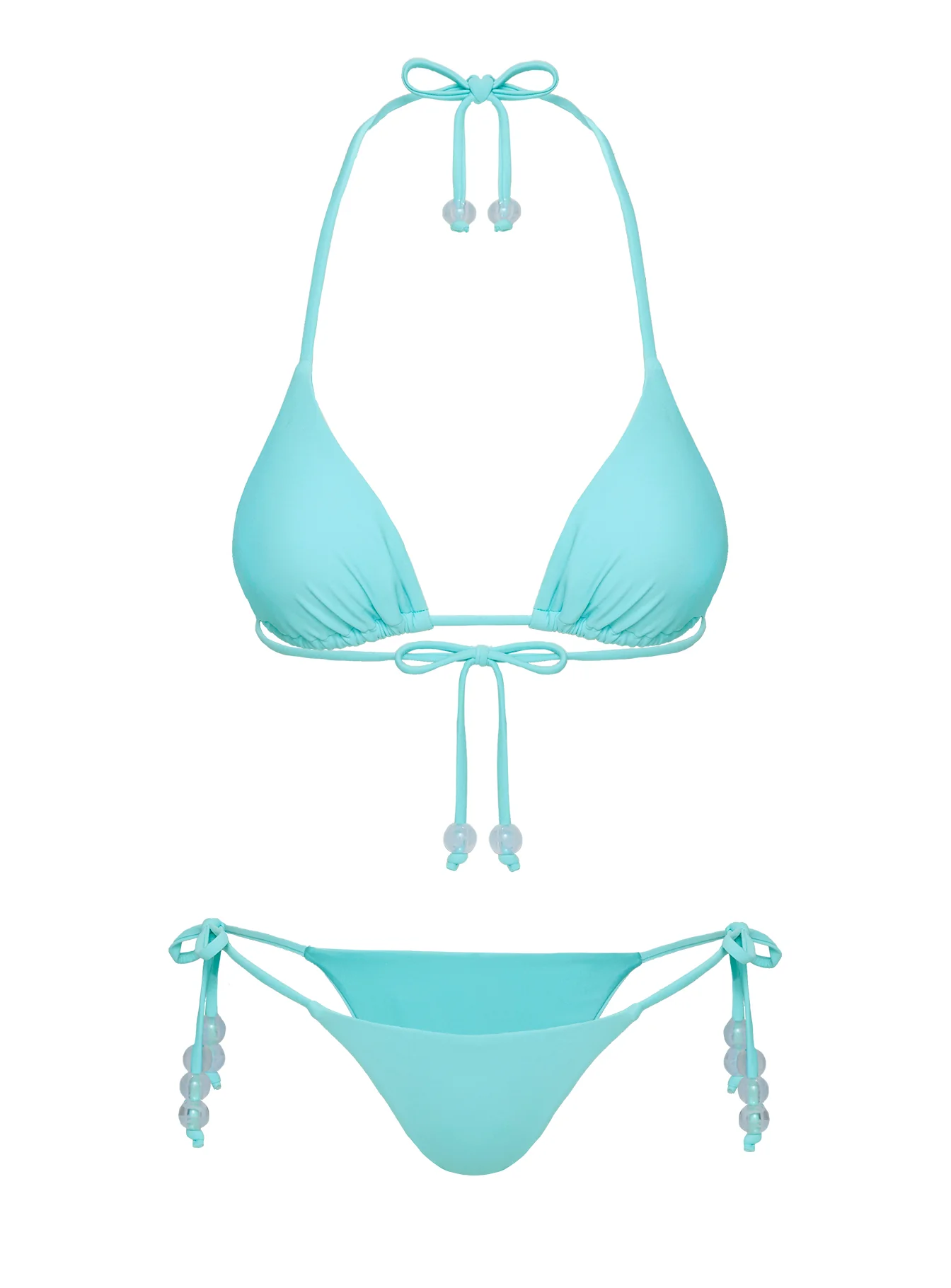 Jenner Tie Side Ruched Bikini Bottom Aqua Blue - Image 5