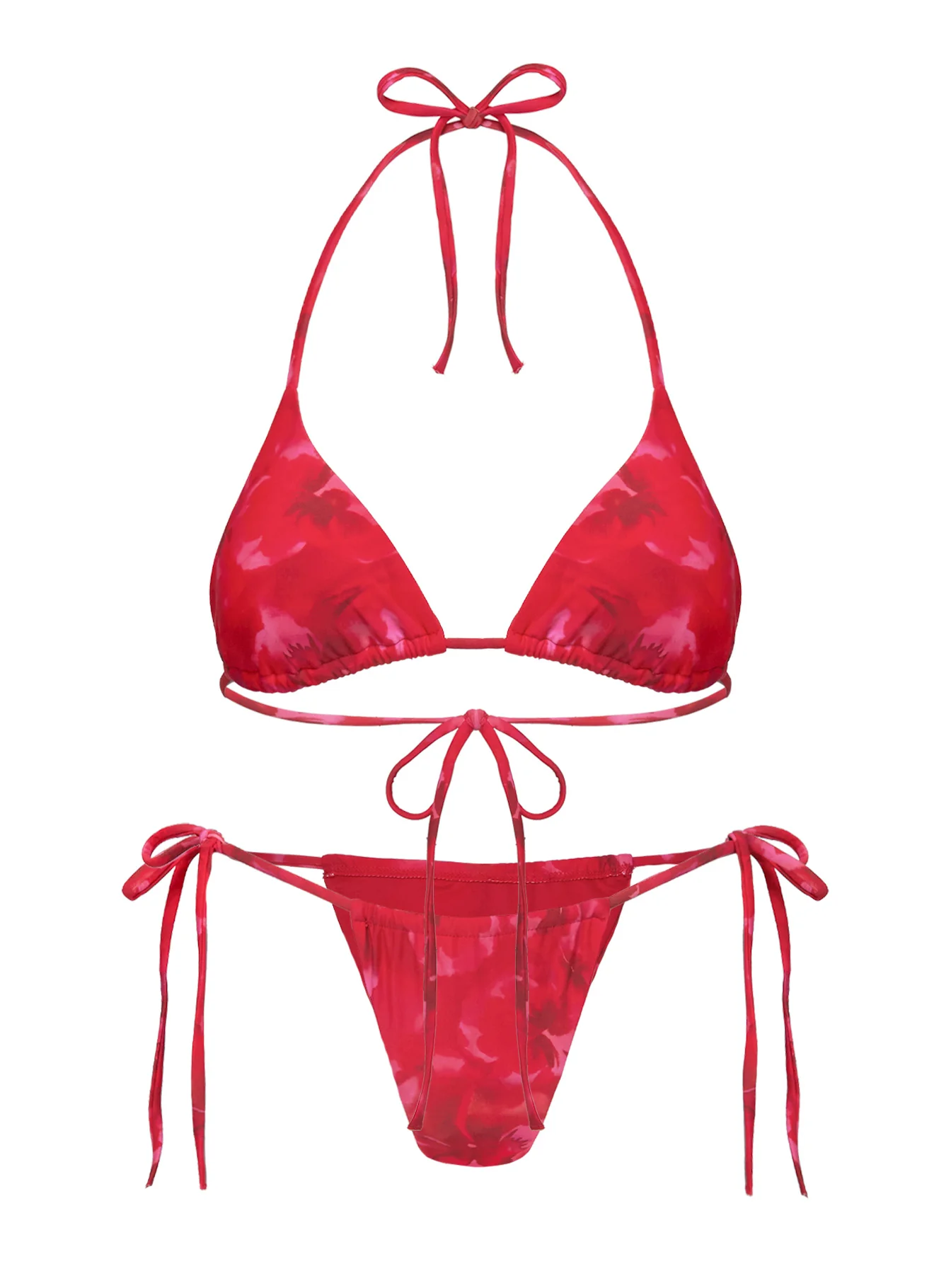 Jenner Tie Side Ruched Bikini Bottom Red Floral - Image 5
