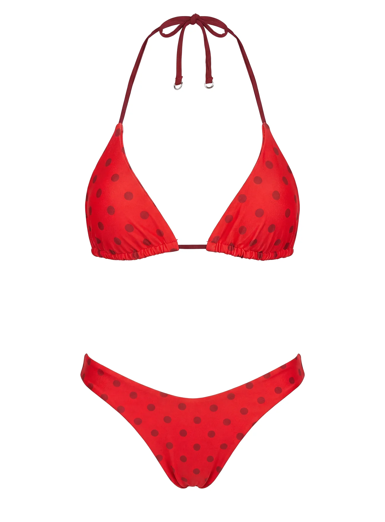 Jenner Reversible Triangle Bikini Top Red Polka - Image 6