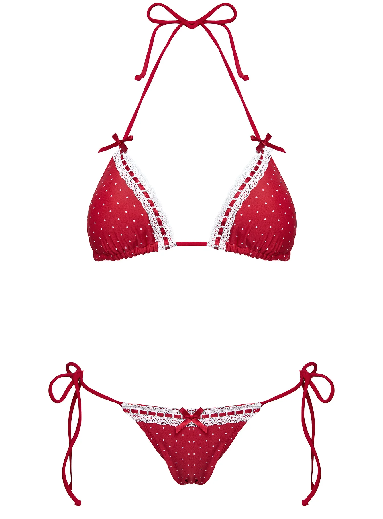 Jenner Triangle Bikini Top Red Polka - Image 5
