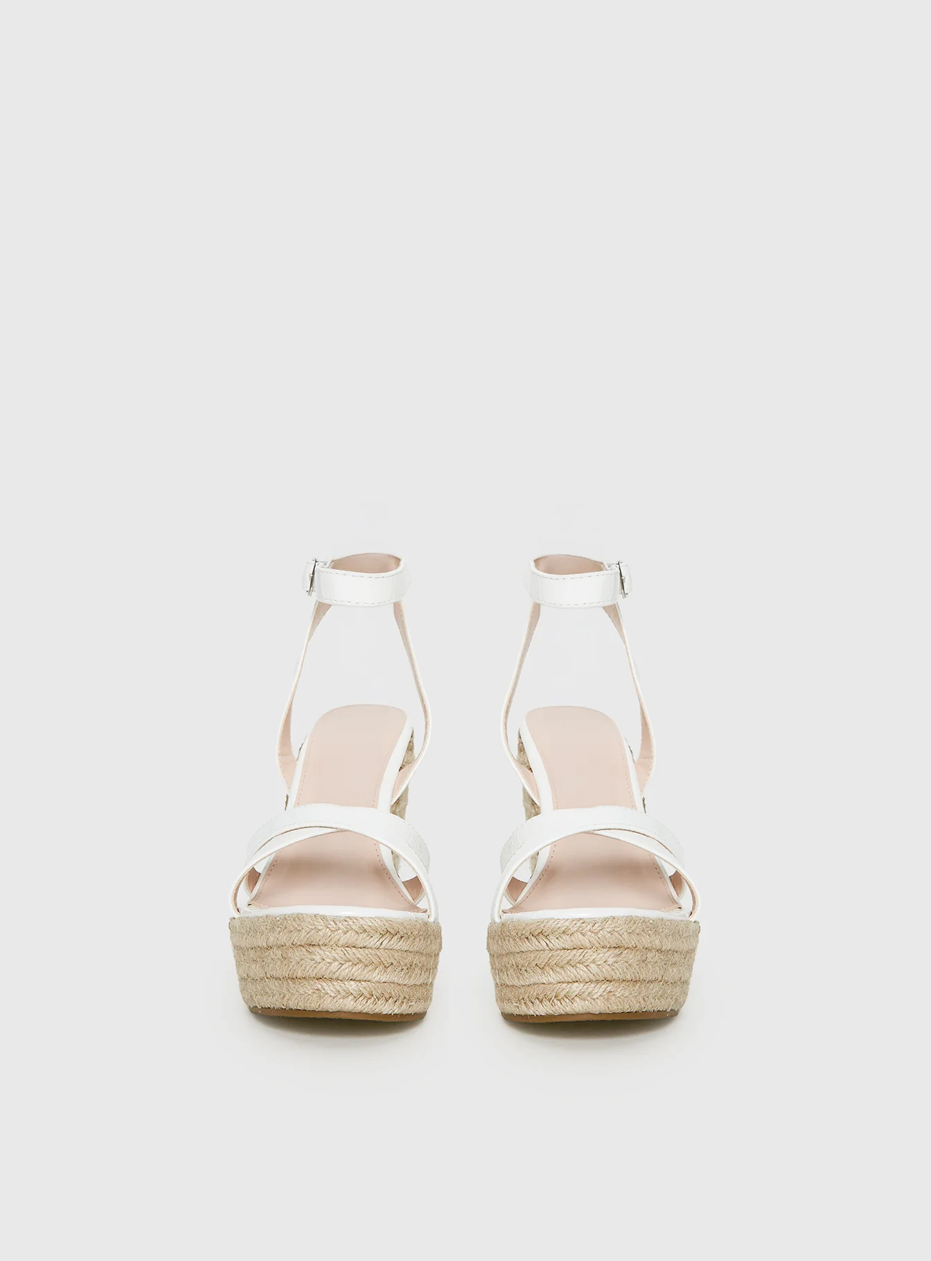 Jesper Espadrille Wedged Heels White Croc - Image 4