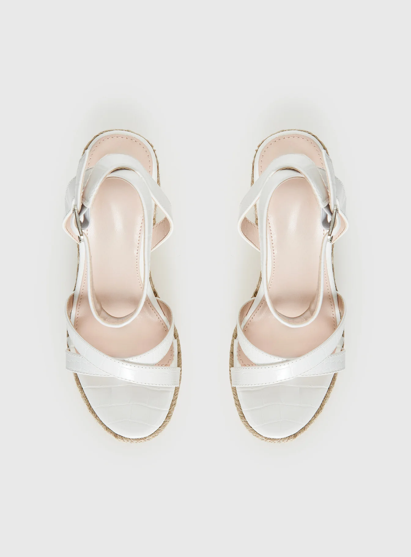 Jesper Espadrille Wedged Heels White Croc - Image 6