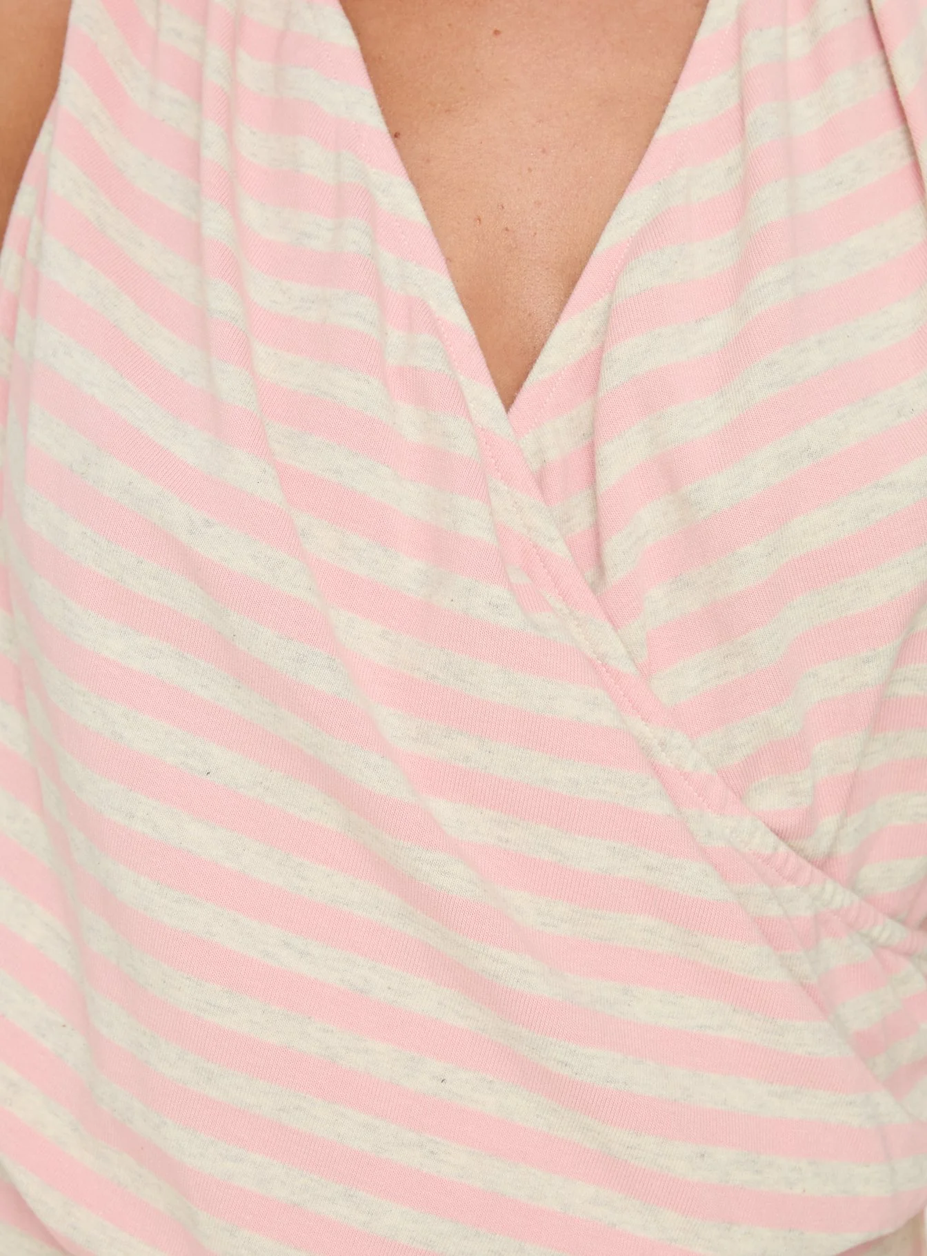 Joelie Halter Draped Mini Dress Pink / Grey Stripe - Image 5