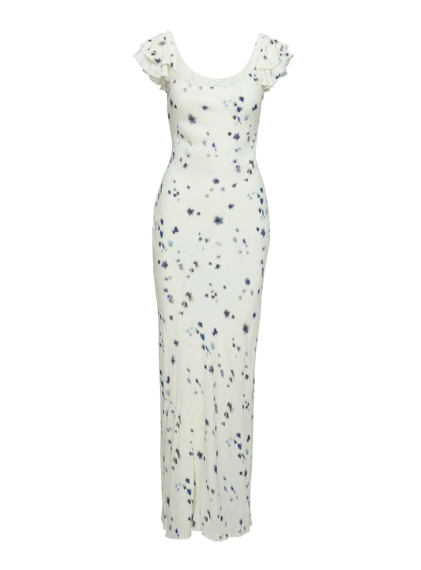 Jontee Bias Cut Maxi Dress Cream Floral - Image 6