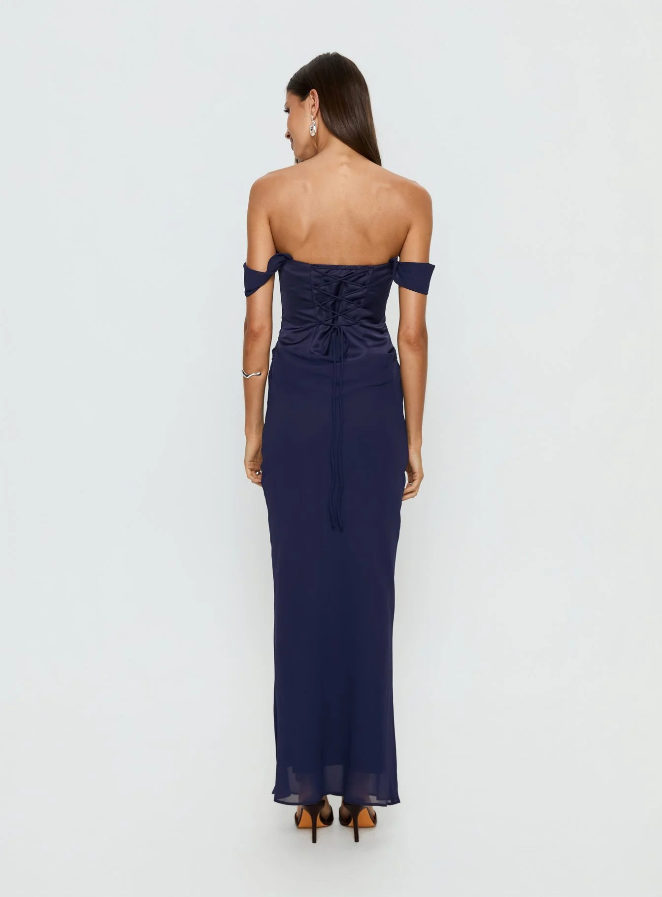 Joslyne Off Shoulder Corset Maxi Dress Navy - Image 5