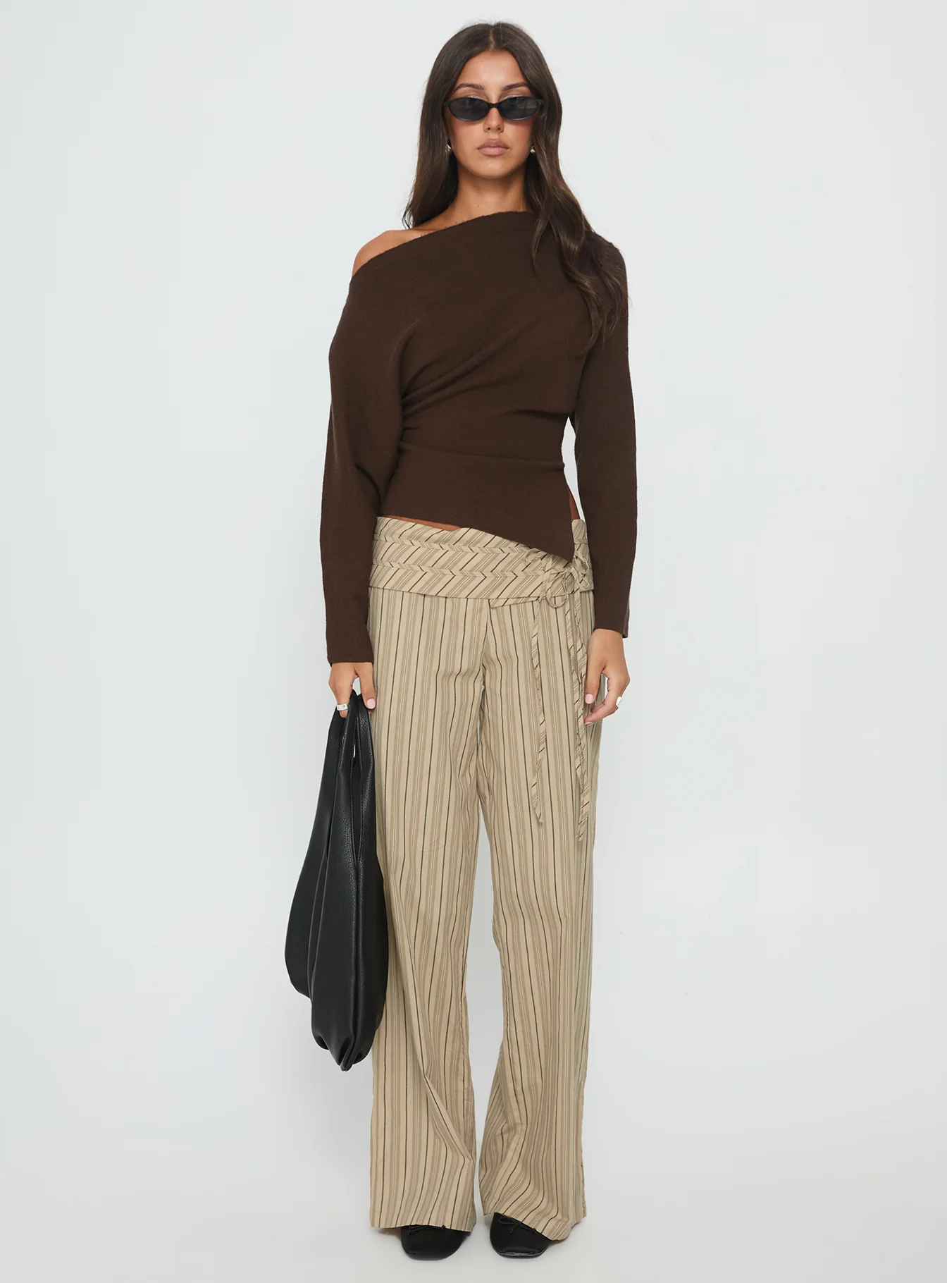 Kaelith Off Shoulder Knit Sweater Brown - Image 7