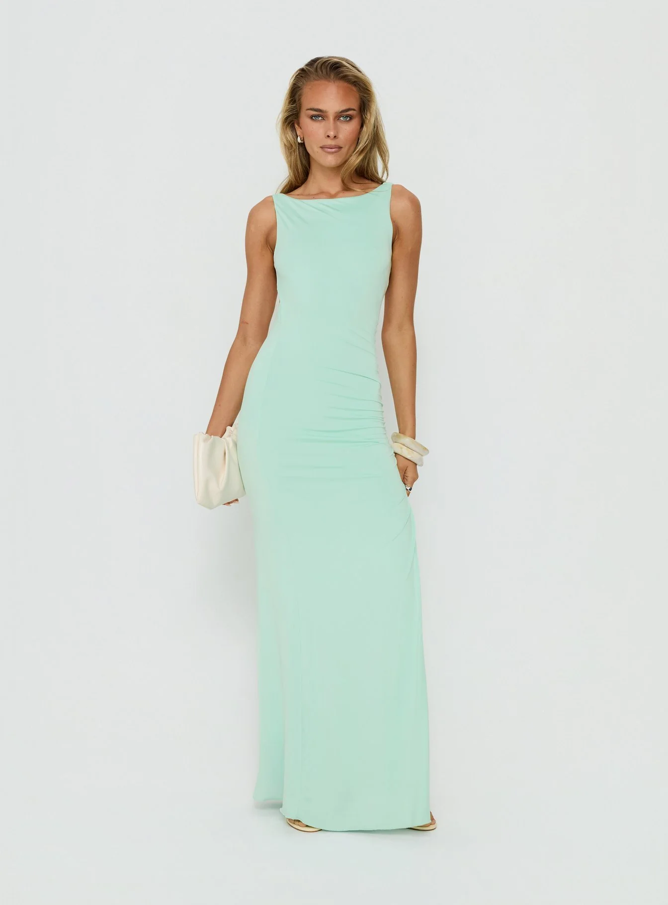 Kaidee Ruched Maxi Dress Jelly Mint - Image 3
