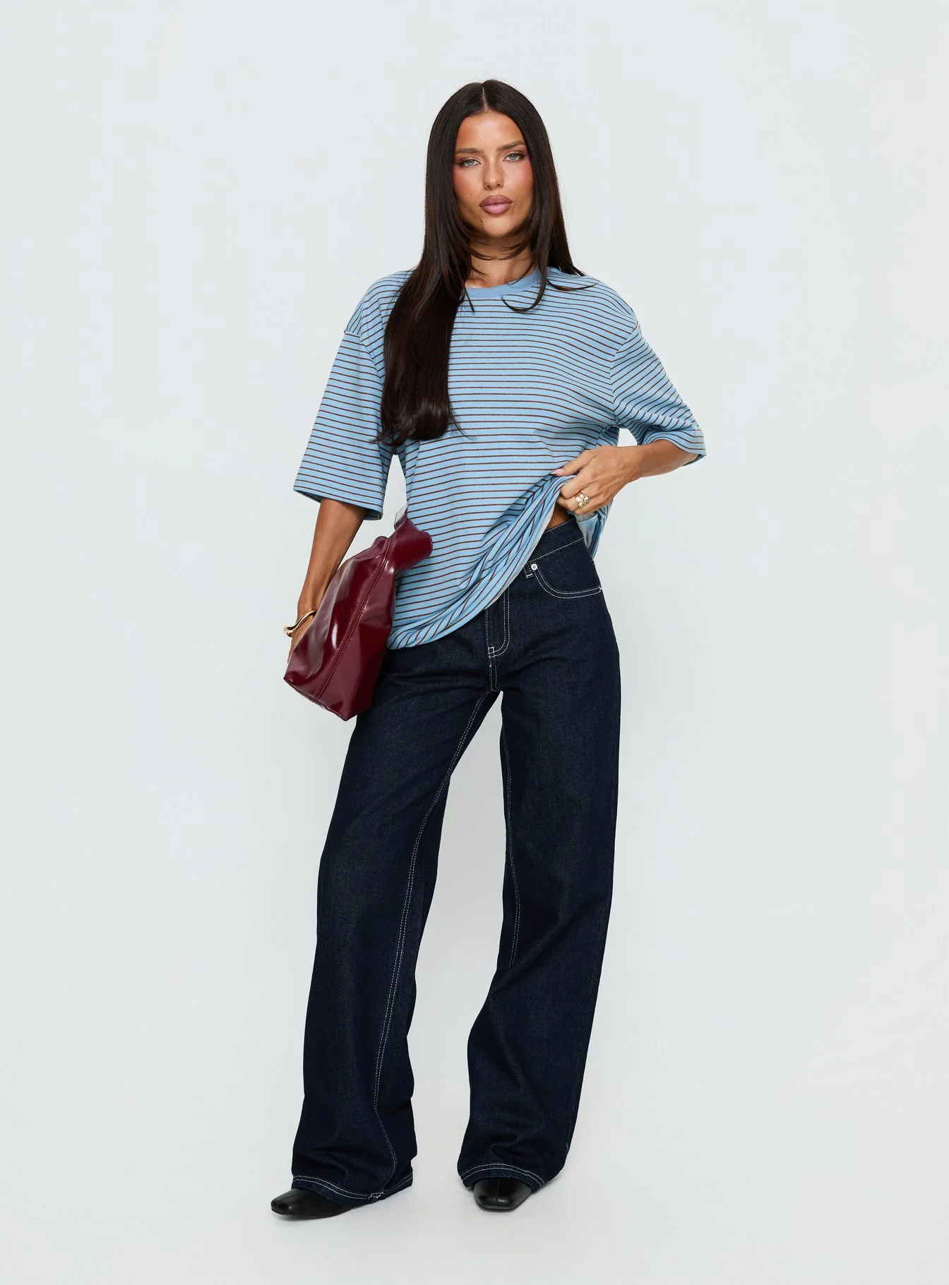 Kaitlan Short Sleeve Tee Blue Stripe - Image 3