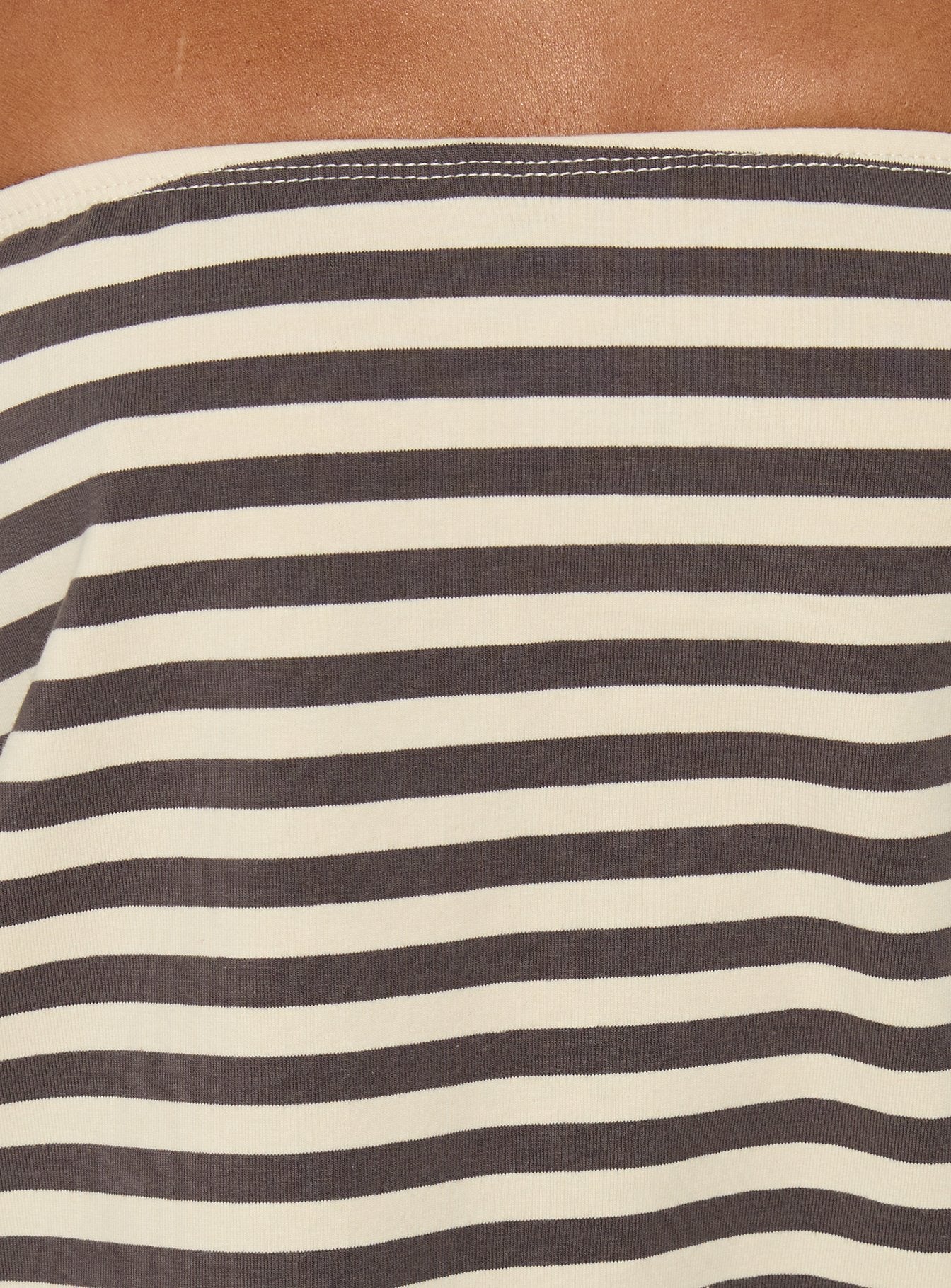 Karalee Strapless Blouson Mini Dress Charcoal / Cream Stripe - Image 6