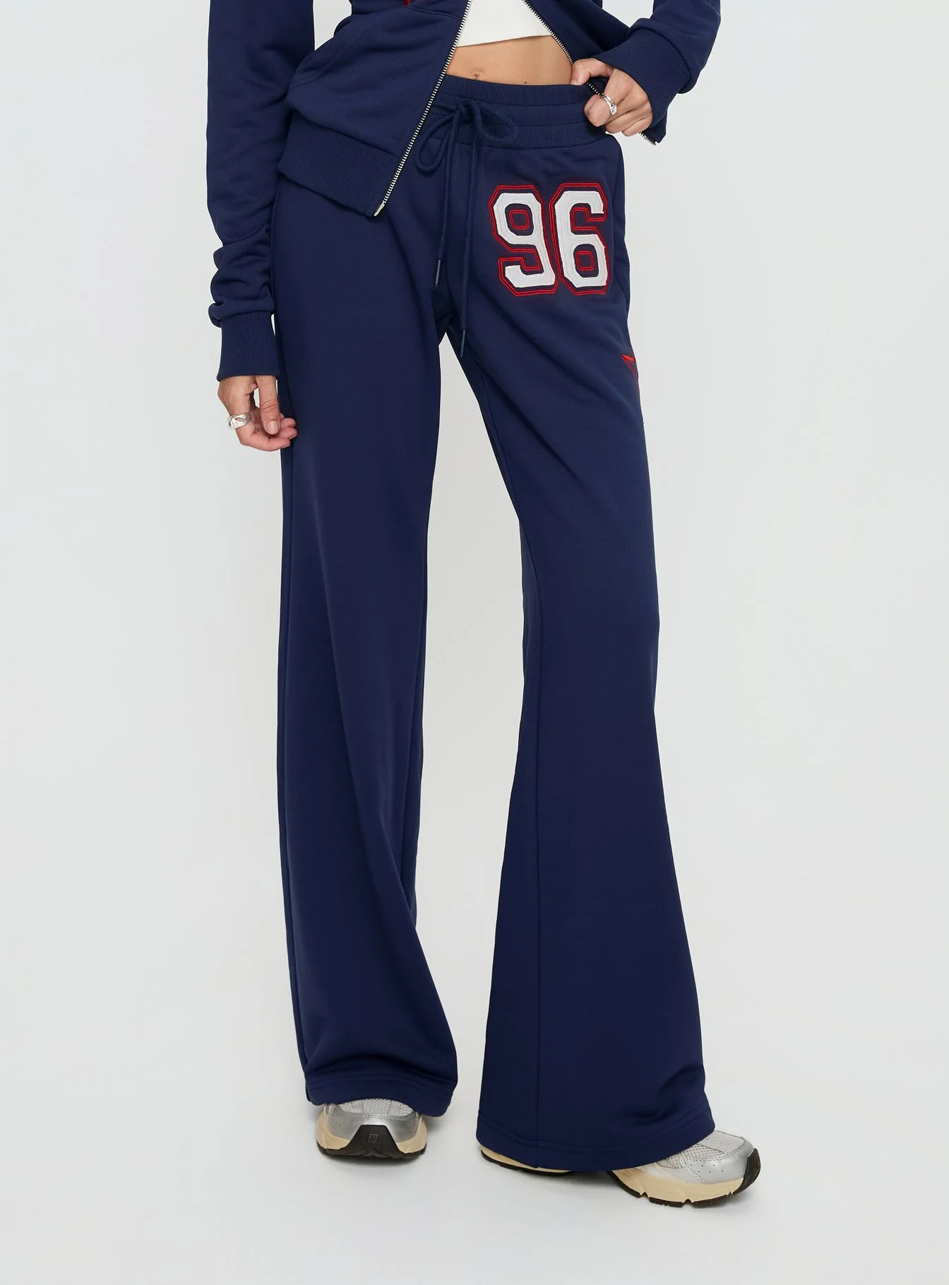 Kari Distressed Patch Track Pant Navy Multi - Image 2