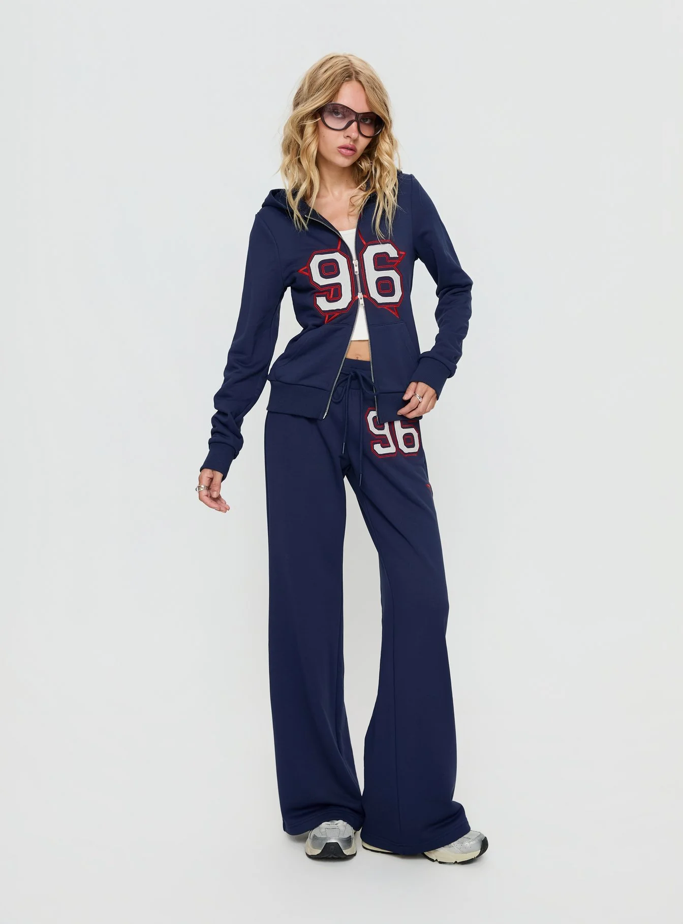 Kari Distressed Patch Track Pant Navy Multi - Image 3