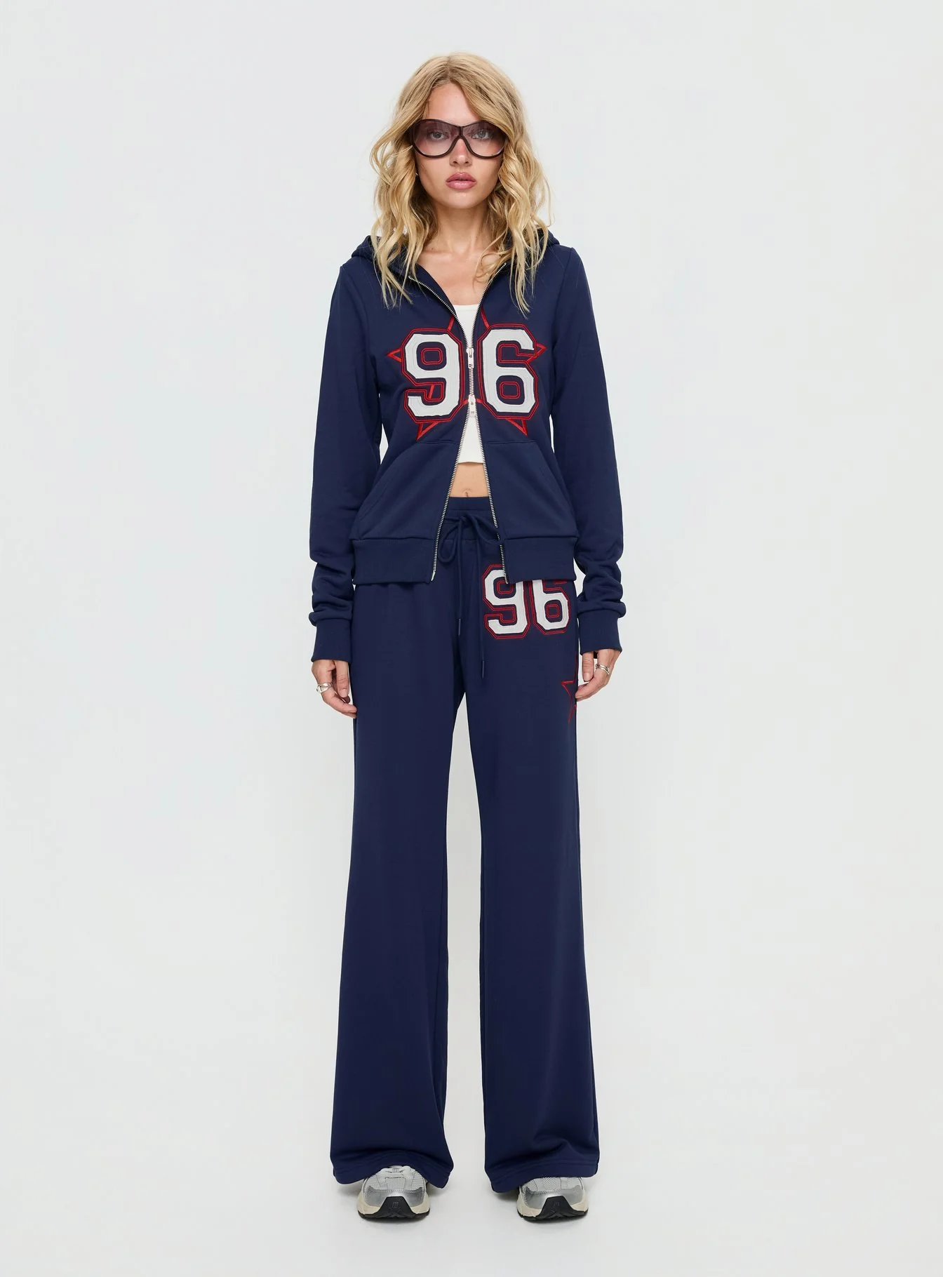 Kari Distressed Patch Track Pant Navy Multi - Image 7