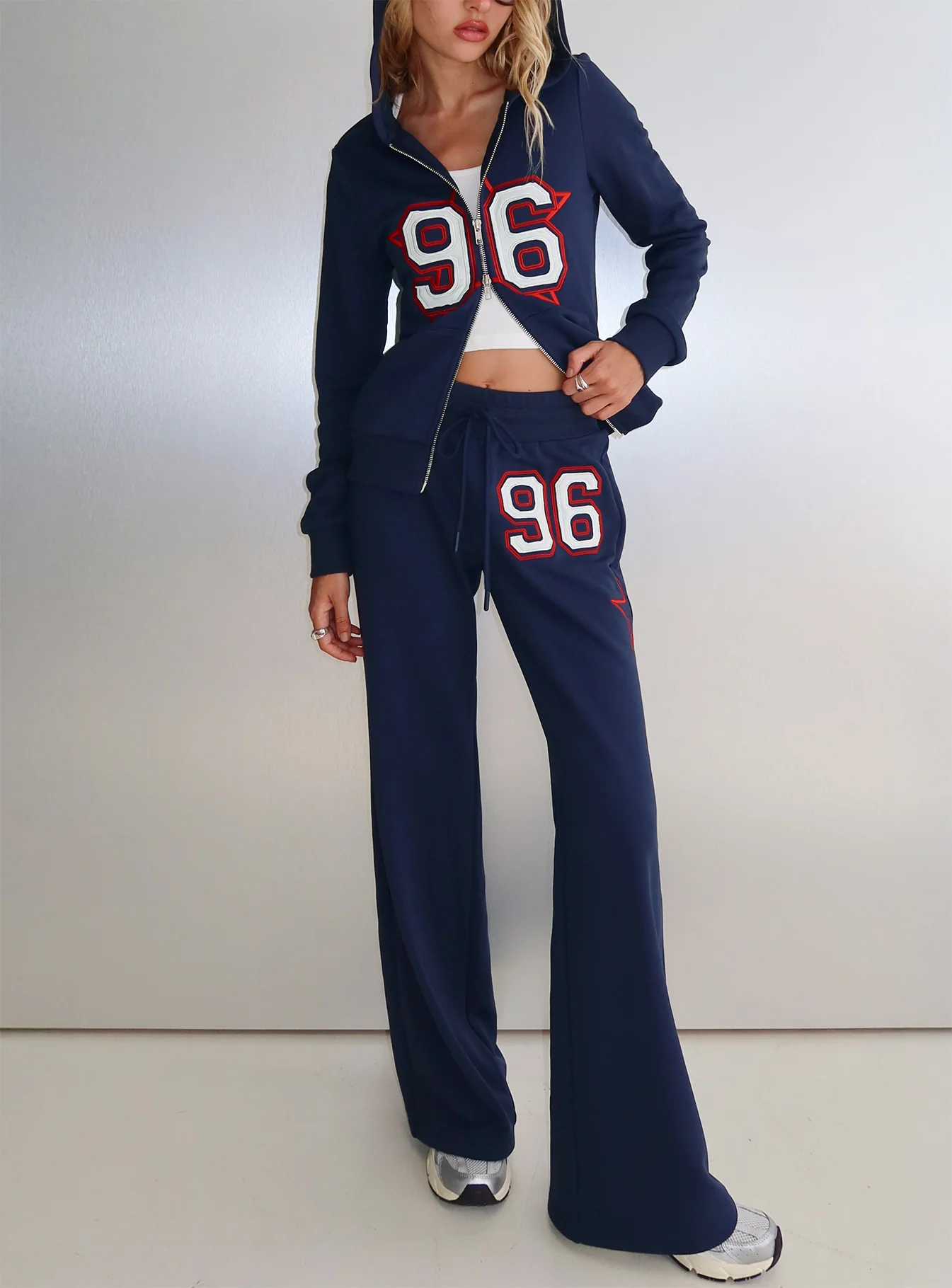 Kari Distressed Patch Track Pant Navy Multi - Image 9